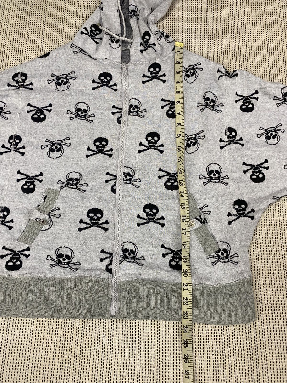Japanese Brand Grey Skull Print Short Sleeve Hoodie very rare Size US M / EU 48-50 / 2 - 9 Thumbnail