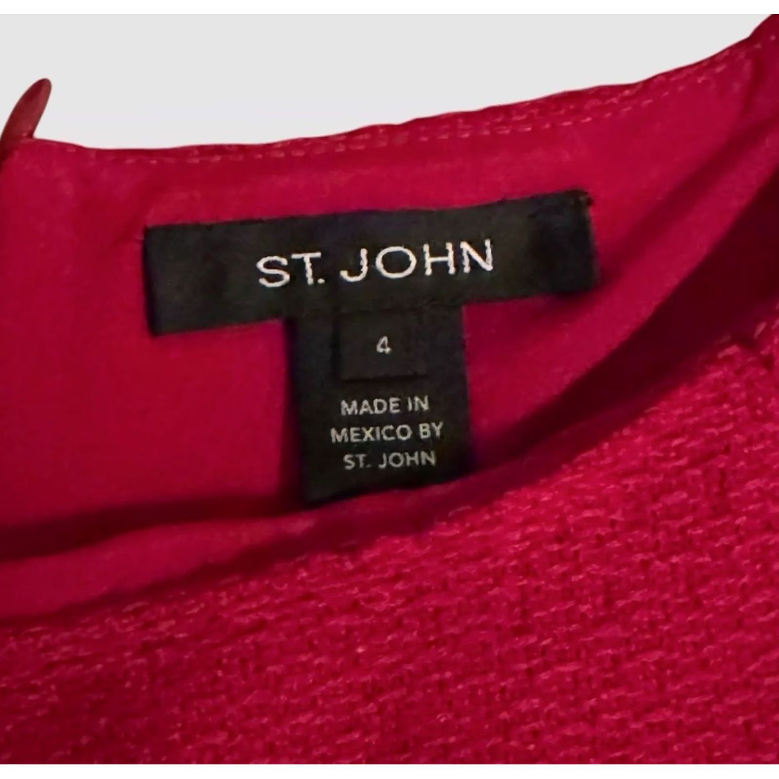St. John St. John Dress Womens 4 Red Short Sleeve Sheath Gold Button Side Slit Size 27" / US 4 / IT 40 - 4 Thumbnail