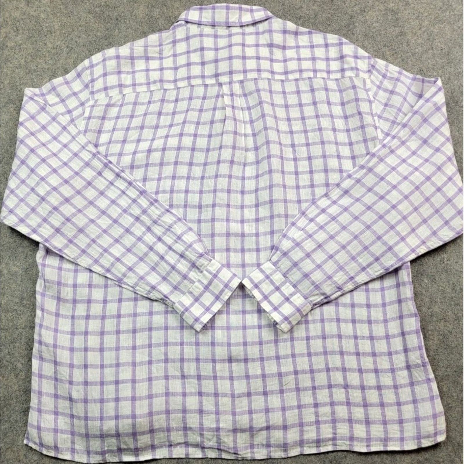 Peter Millar Peter Millar Shirt Mens XL White Purple Check Long Sleeve Button Up 100% Linen Size US XL / EU 56 / 4 - 6 Thumbnail