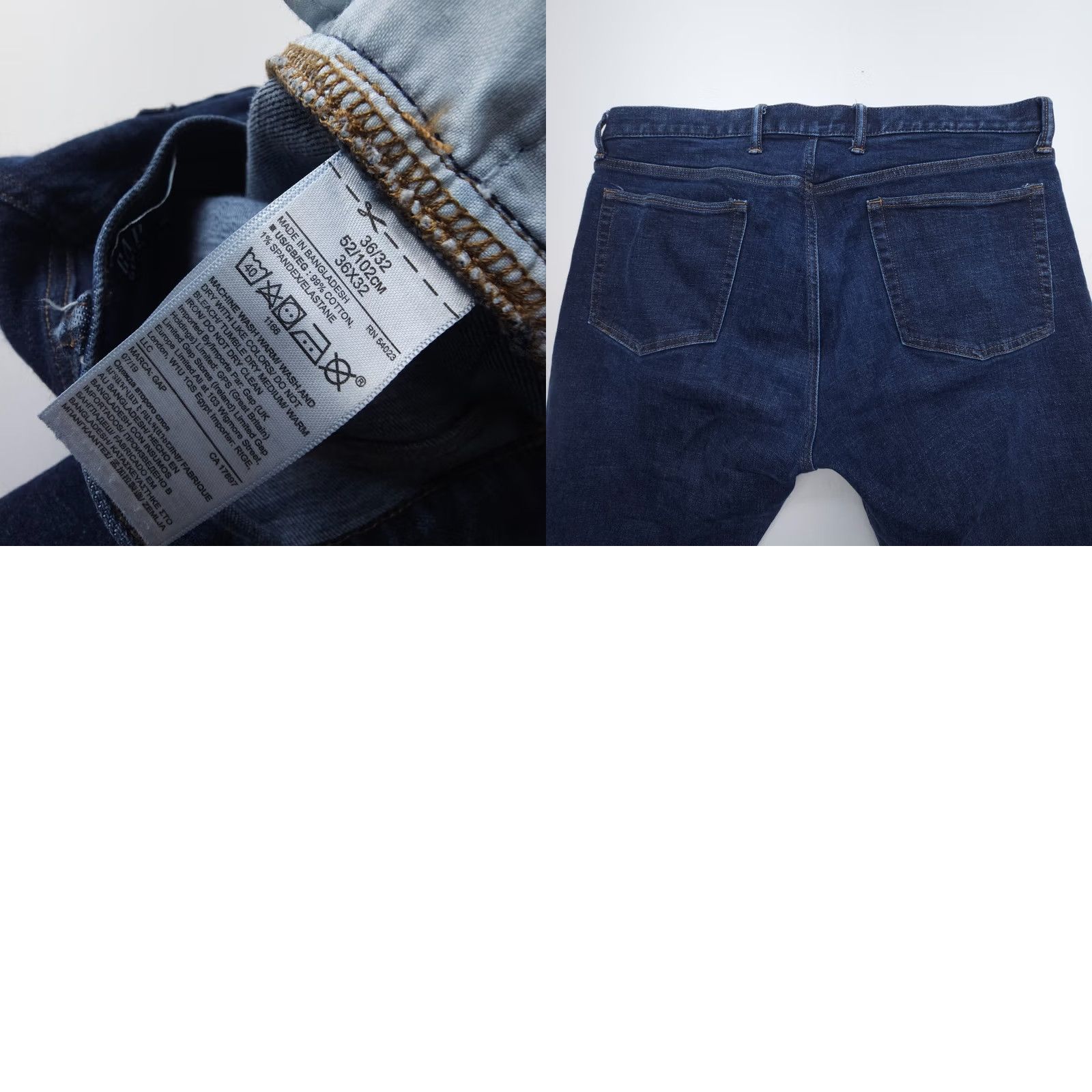 Gap Gap Jeans Mens Slim Straight 36 x 30 Inseam Dark Wash Denim Cotton Blend 5-Pocket Image Logo Button Blue USA 1969 Size US 36 / EU 52 - 8 Thumbnail