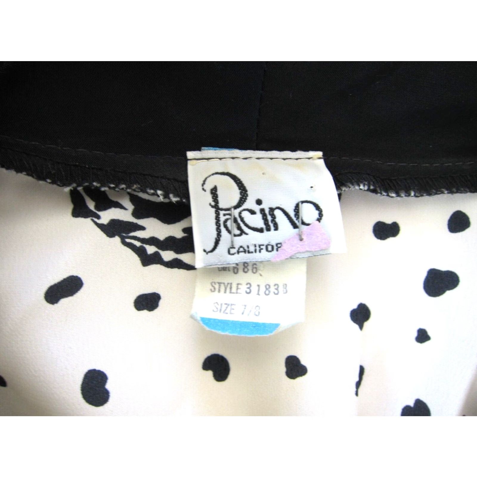 Vintage VINTAGE Pacino California Black White Floral Polka Dot Ruffle Wrap Dress 7/8 M Size M / US 6-8 / IT 42-44 - 3 Thumbnail