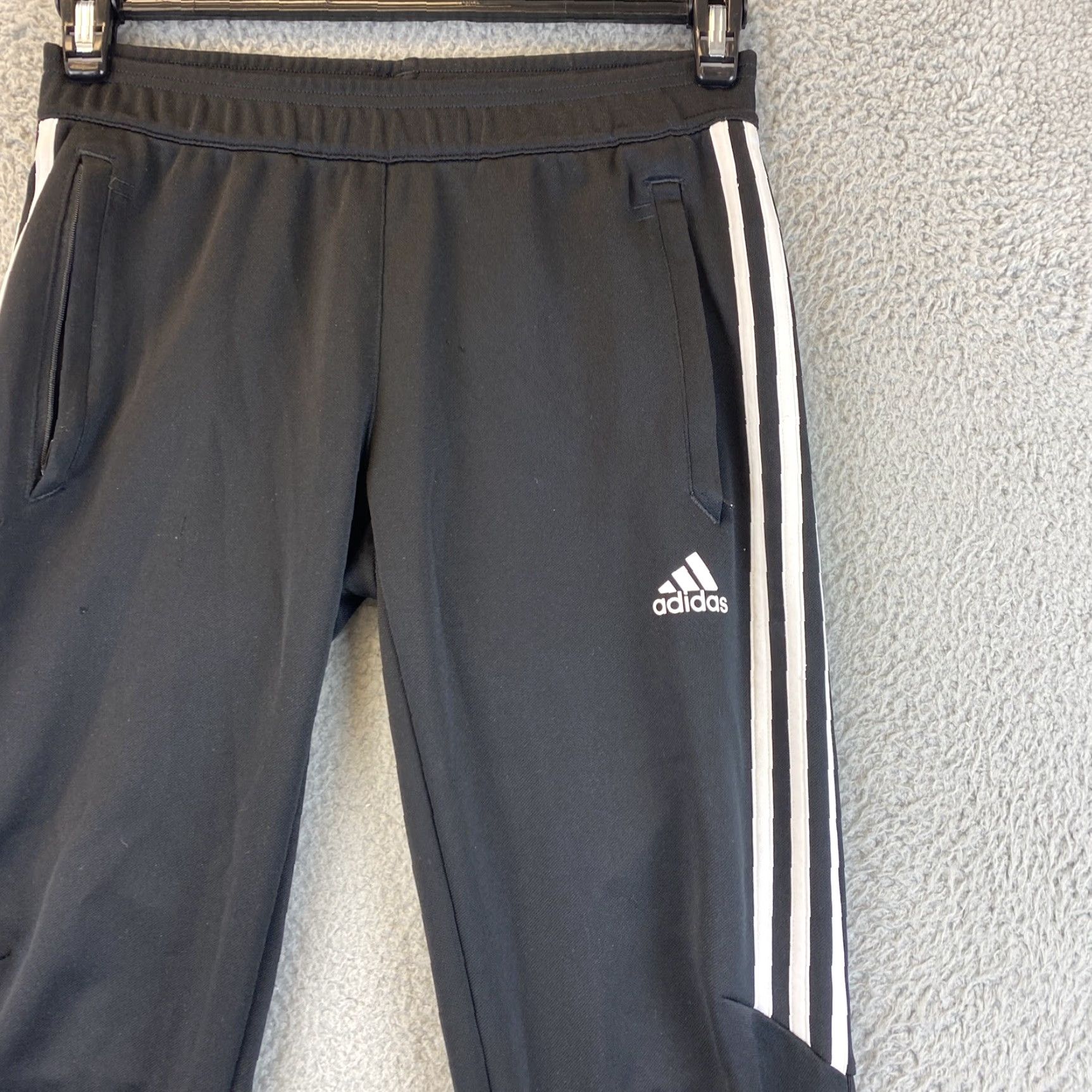 Adidas adidas Sweatpants Pants S Men's Black Regular 70-34 Black Solid Pockets Drawstring Sports Classic 70-34 Mens Size US 29 - 2 Thumbnail