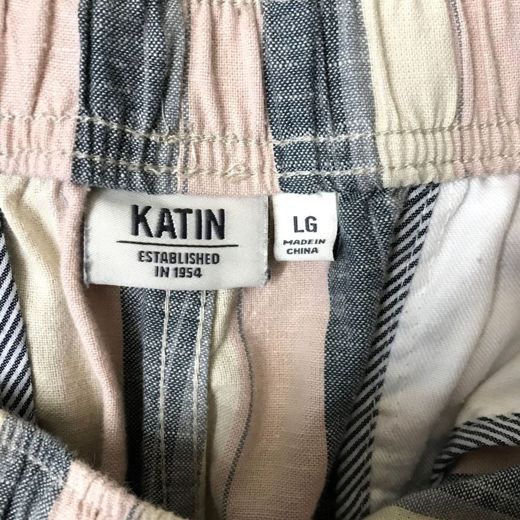 Katin Katin Multicolor Stripe Drawstring Waist Cotton & Linen SHORTS Womens L Size 36" / US 14 / IT 50 - 7 Thumbnail