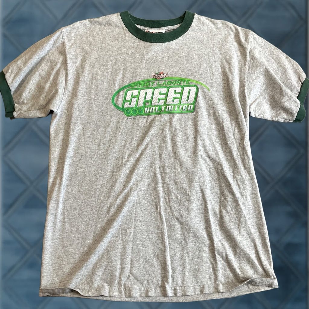 Chase Authentics VINTAGE CHASE AUTHENTICS T-Shirt Ringer Bobby Labonte Unlimited Speed Gray L Men Short Sleeve Crew Neck Graphic Tee Double-Sided Sports Size US L / EU 52-54 / 3 - 1 Thumbnail