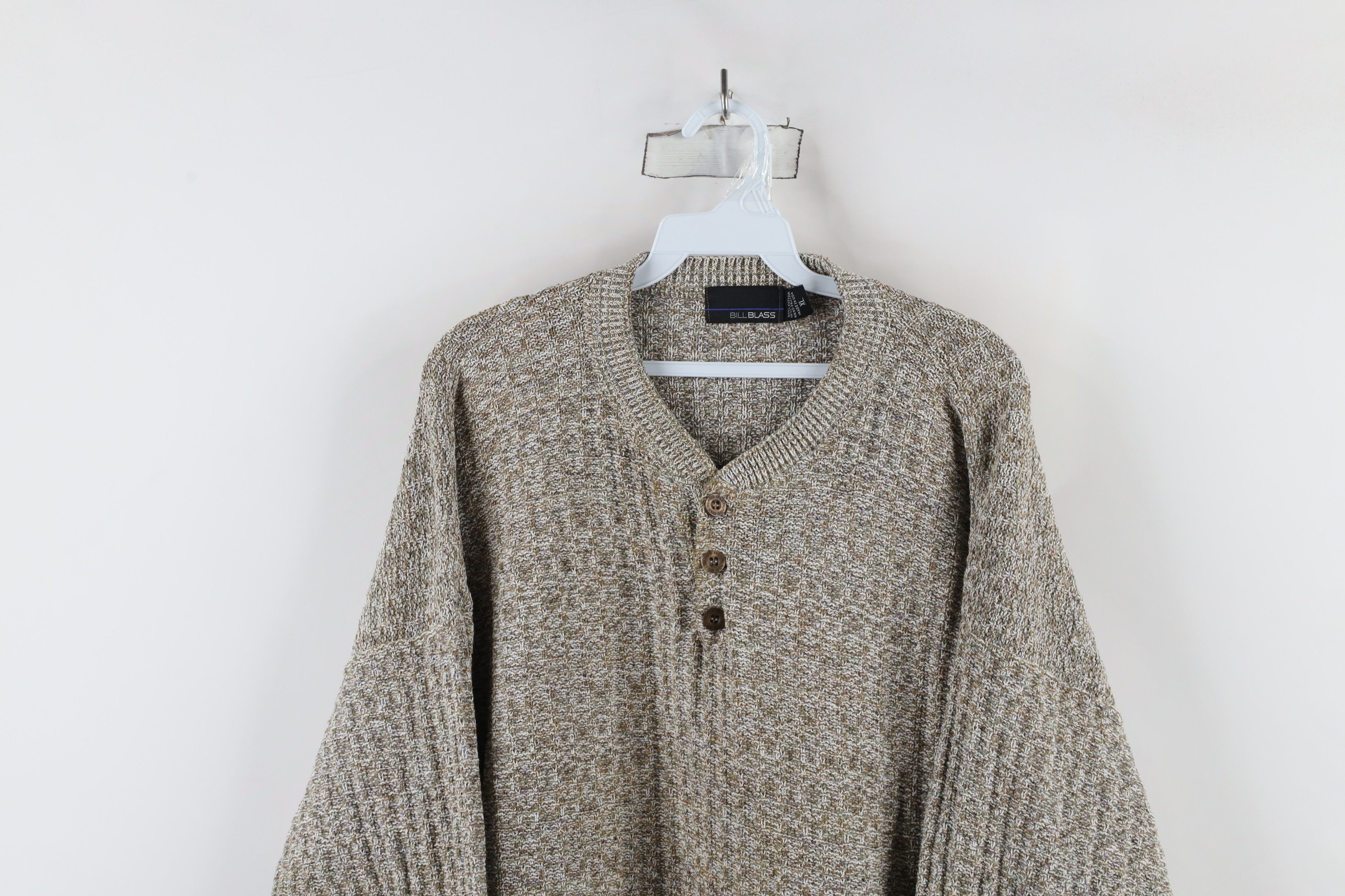 Vintage Vintage 90s Streetwear Hand Framed Knit Henley Sweater USA Size US XL / EU 56 / 4 - 2 Thumbnail