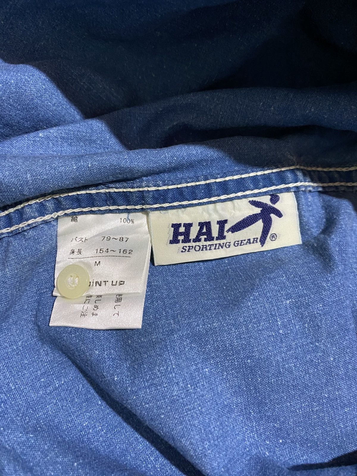 Hai Sporting Gear × Issey Miyake × Japanese Brand VINTAGE HAI SPORTING GEAR ISSEY MIYAKE INDIGO DENIM SHIRT Size US M / EU 48-50 / 2 - 5 Thumbnail