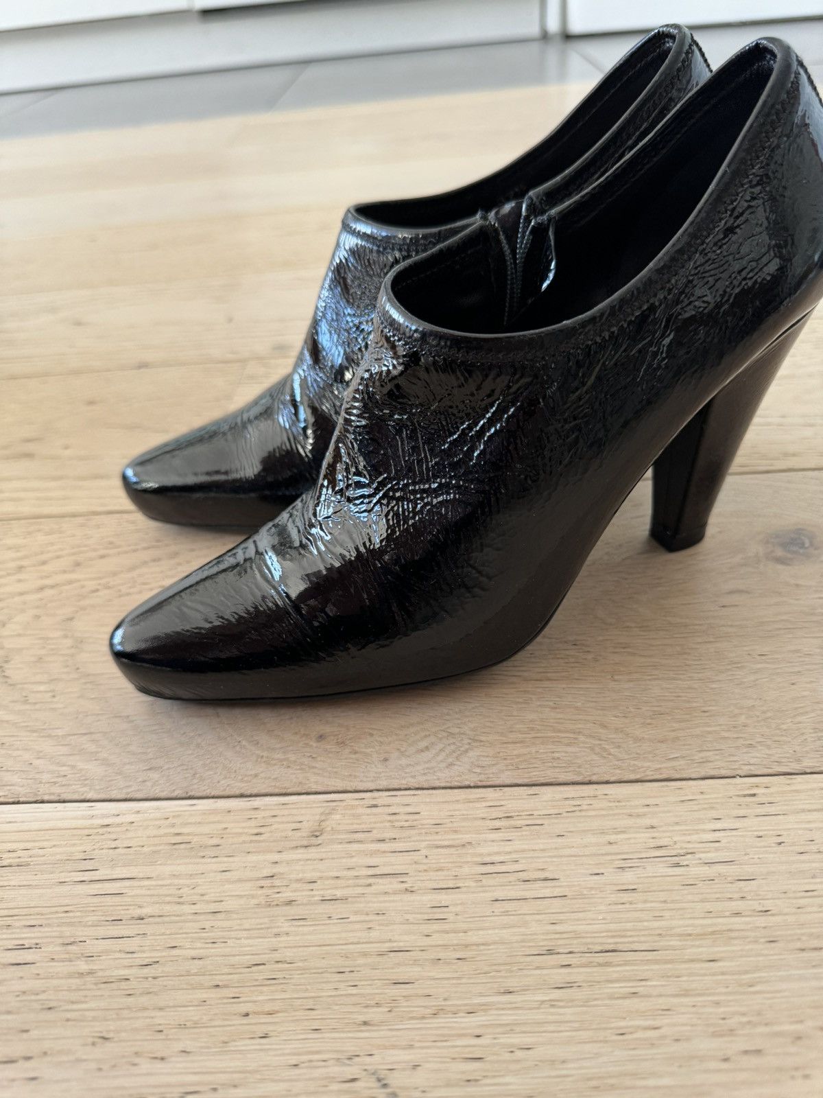 Prada Patent leather high heeled ankle boots Size US 7.5 / IT 37.5 - 4 Thumbnail
