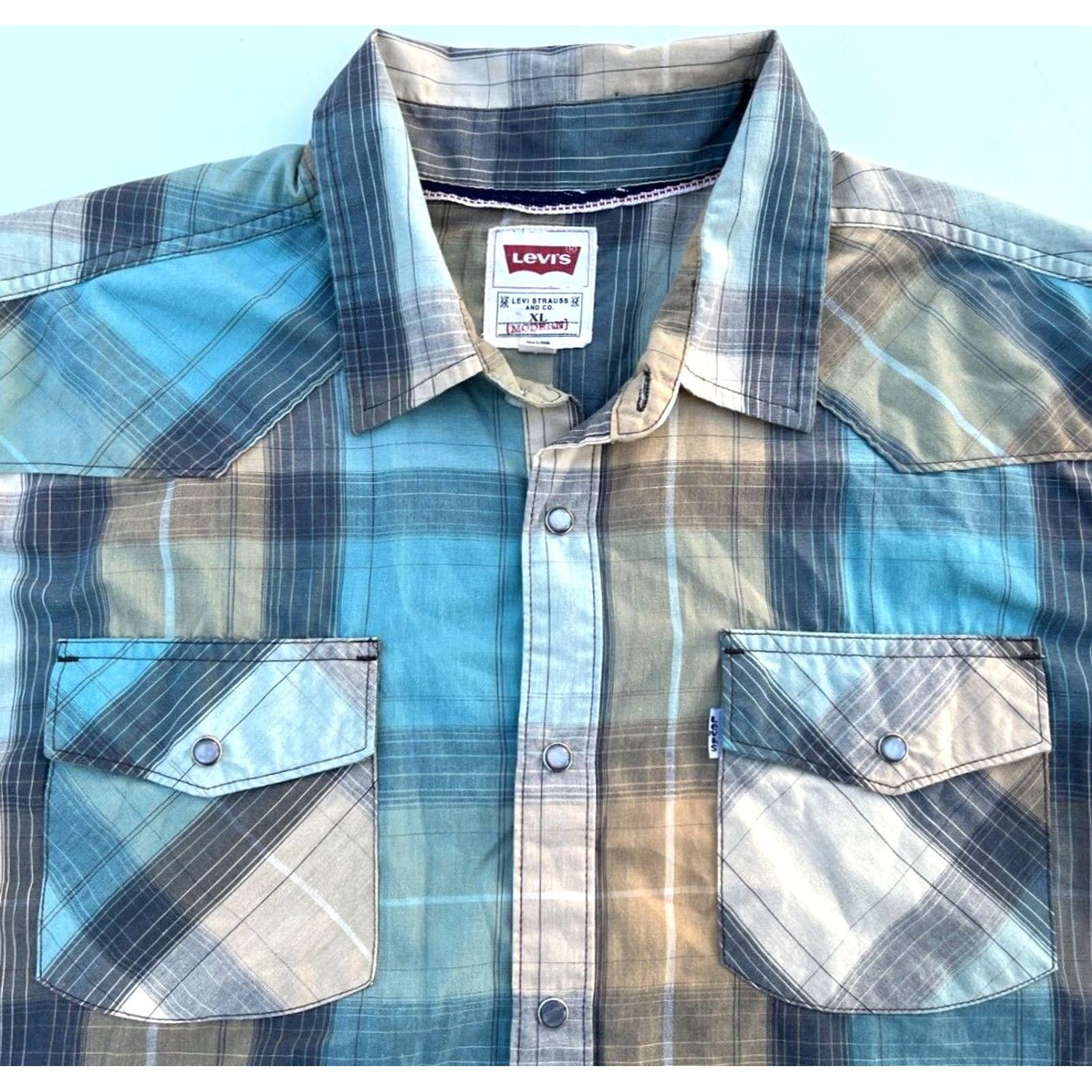 Levi's Levi's Pearl Snap Western Shirt Plaid Multicolor XL Mens Tighten to XL Shirt Size US XL / EU 56 / 4 - 3 Thumbnail