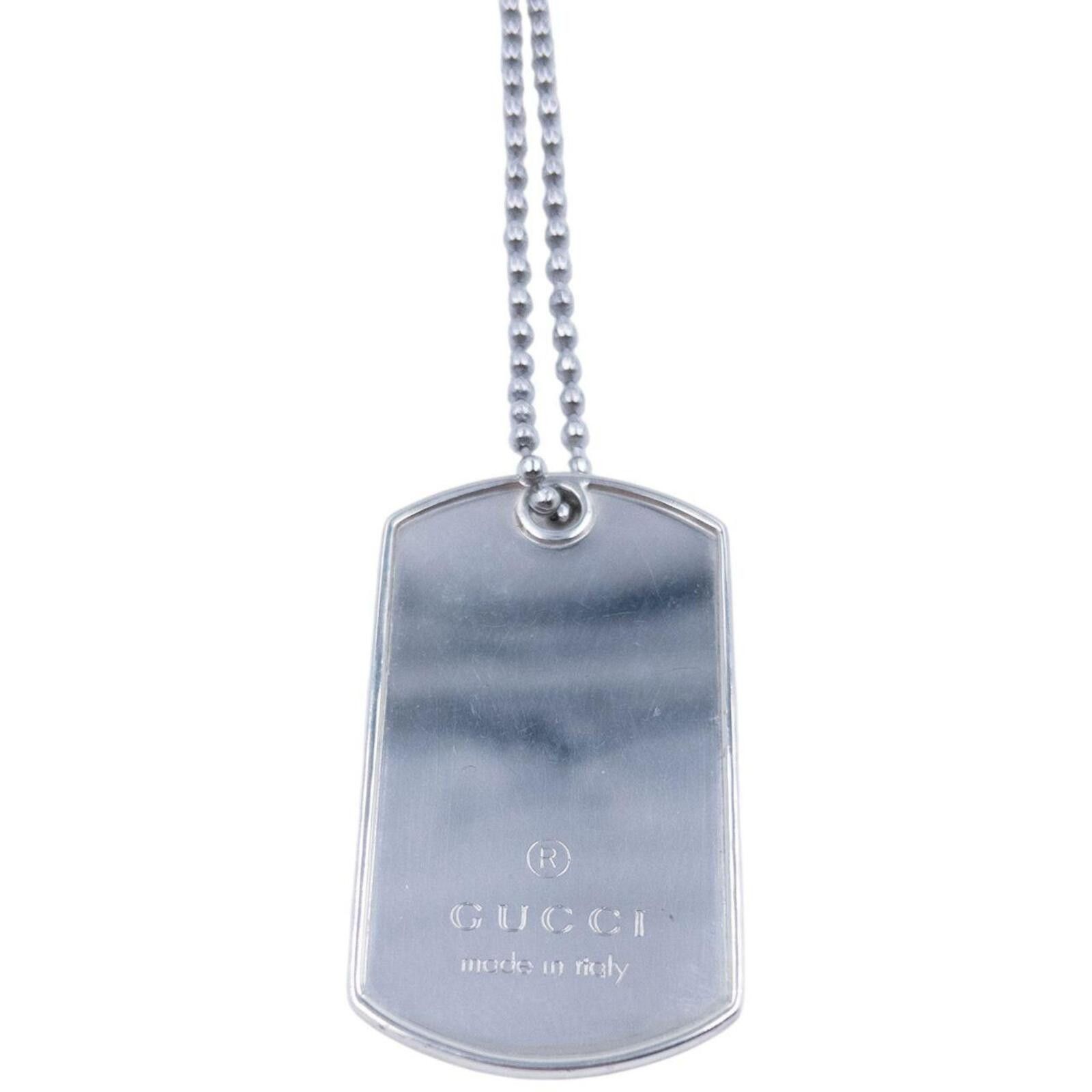 Gucci Vintage 2000s Gucci Embossed Dog Tag Necklace Size ONE SIZE - 2 Thumbnail