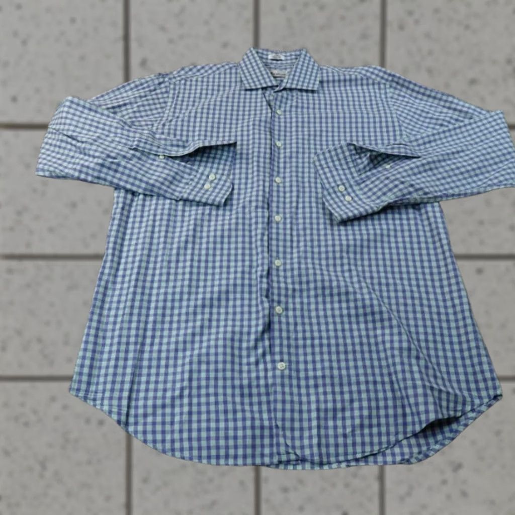 Peter Millar Peter Millar Shirt Mens L Blue Green Check Button-Up Long Sleeve Casual Preppy Size US L / EU 52-54 / 3 - 1 Thumbnail
