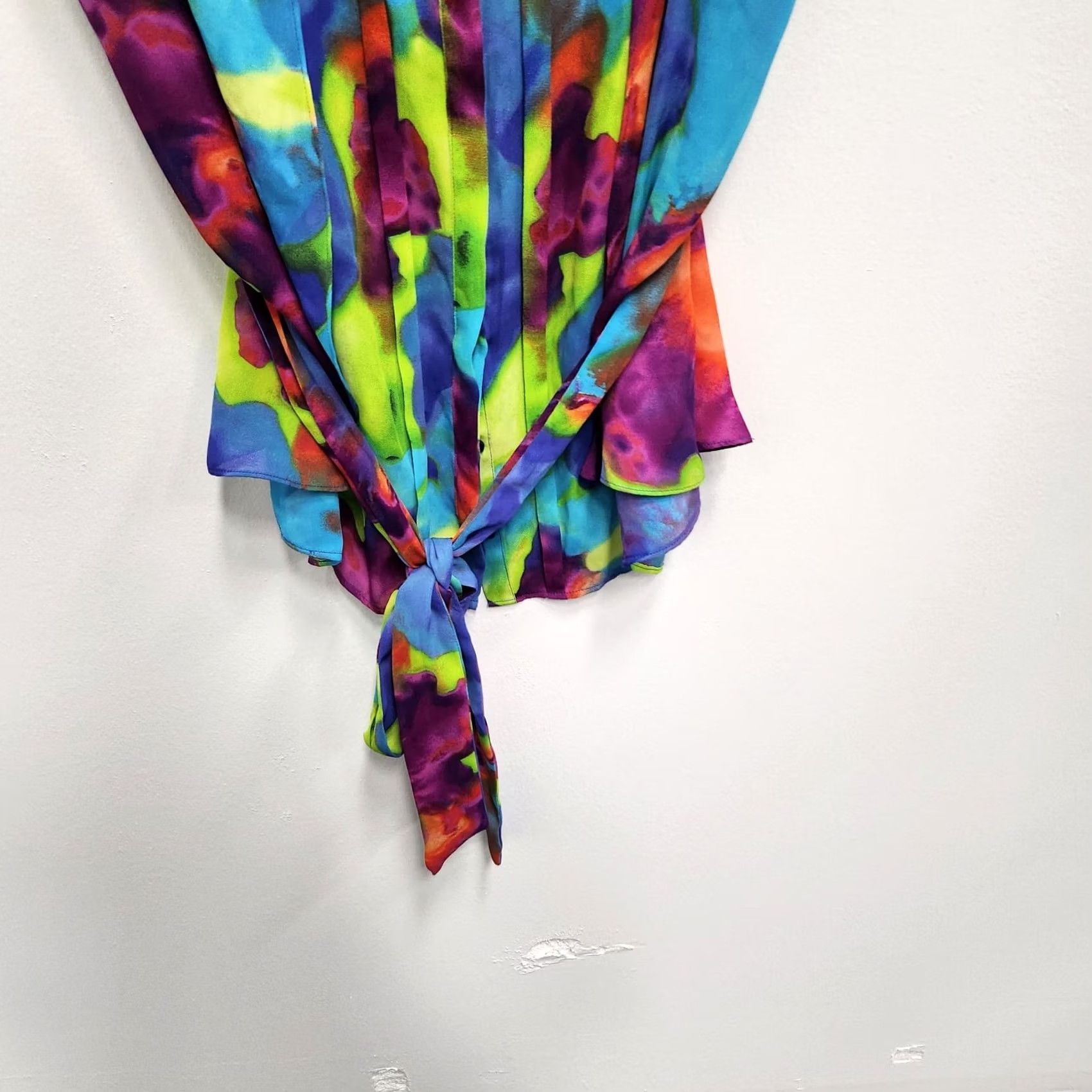 Worthington Worthington Womens Blouse Petite Large Abstract Print Artsy Short Sleeve Top NWT Blouse (+Petites) Multicolor Size L / US 10 / IT 46 - 3 Thumbnail
