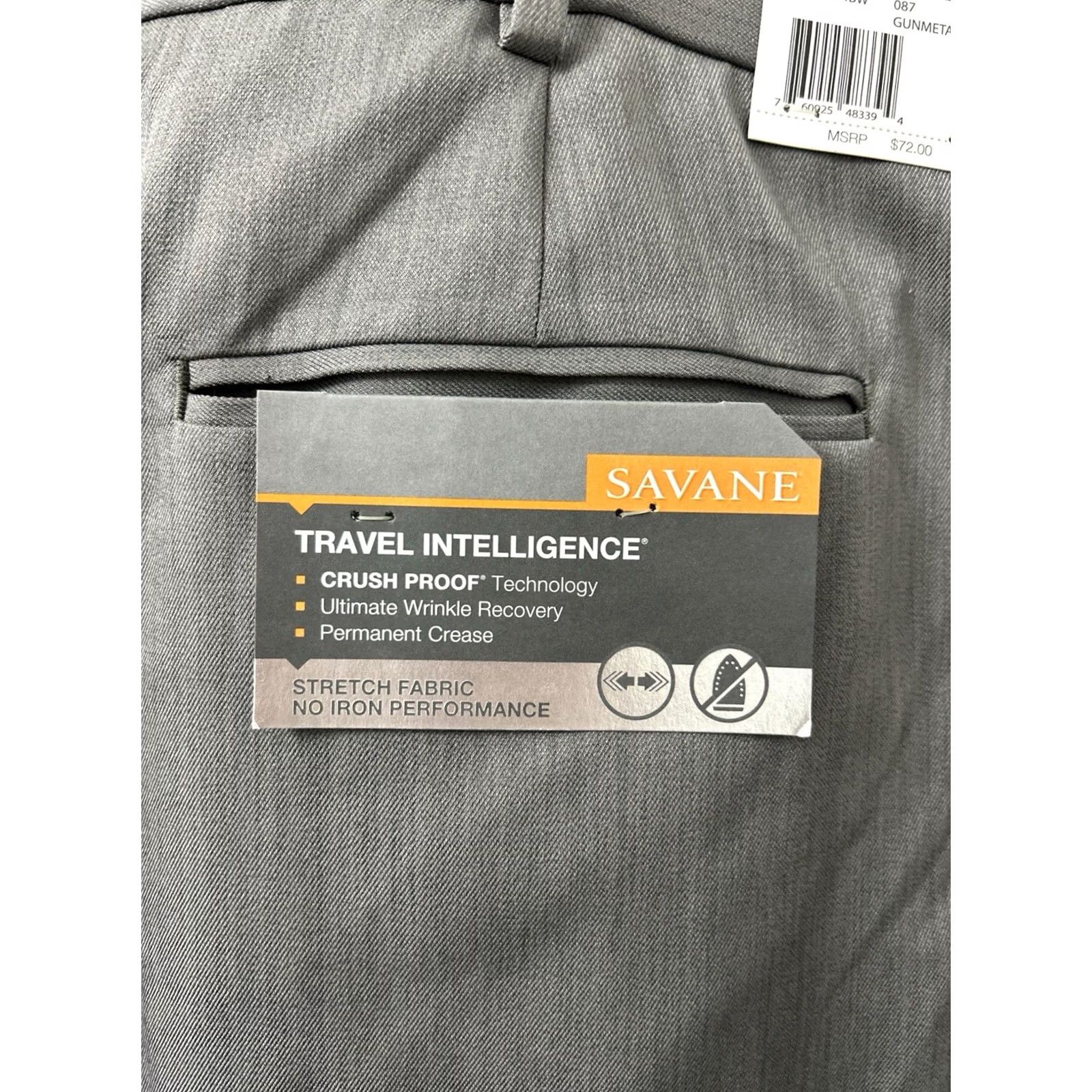 Savane Savane Men's Pants Gray 42x32 Travel Intelligence Wrinkle Resistant Stretch Pleated Straight Size US 42 / EU 58 - 6 Thumbnail