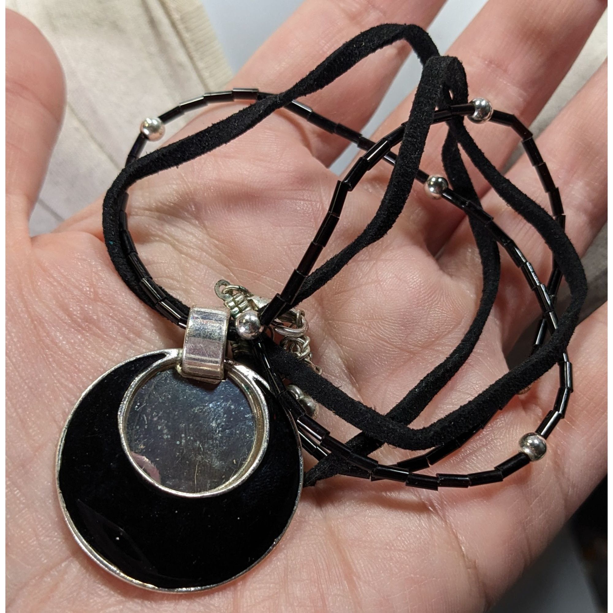Other Gothic Mod Black & Silver Layered Pendant Necklace With Adju Size ONE SIZE - 3 Thumbnail