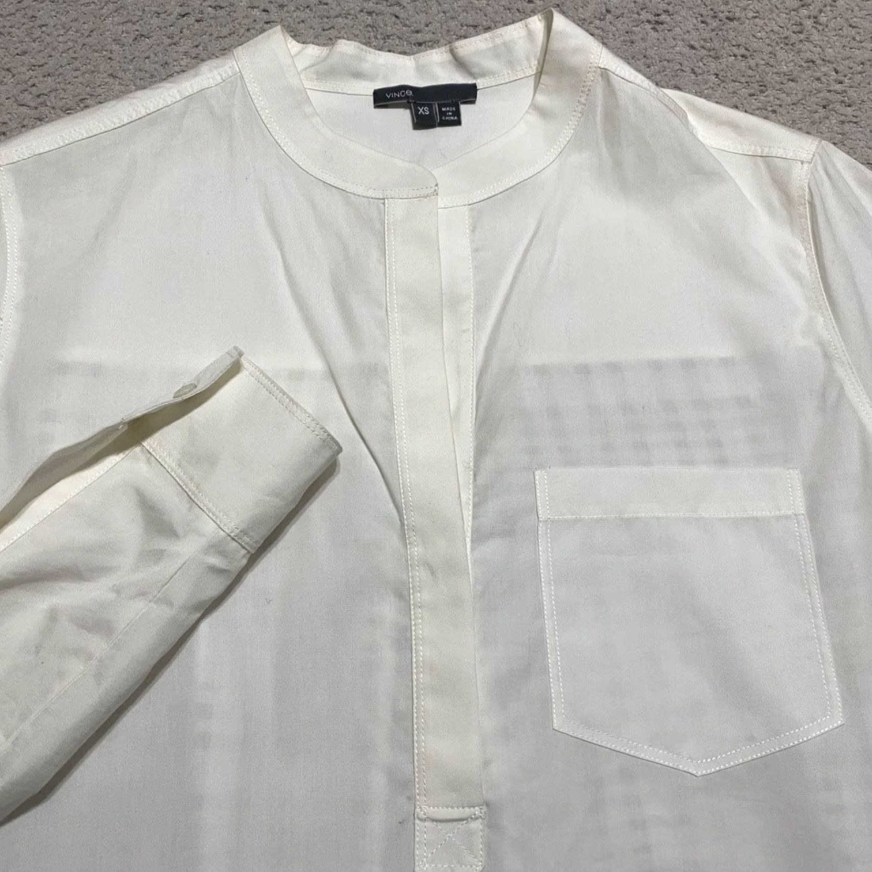 Vince Vince Womens XS Shirt Blouse White Long Sleeve Pullover Cotton Size XS / US 0-2 / IT 36-38 - 4 Thumbnail