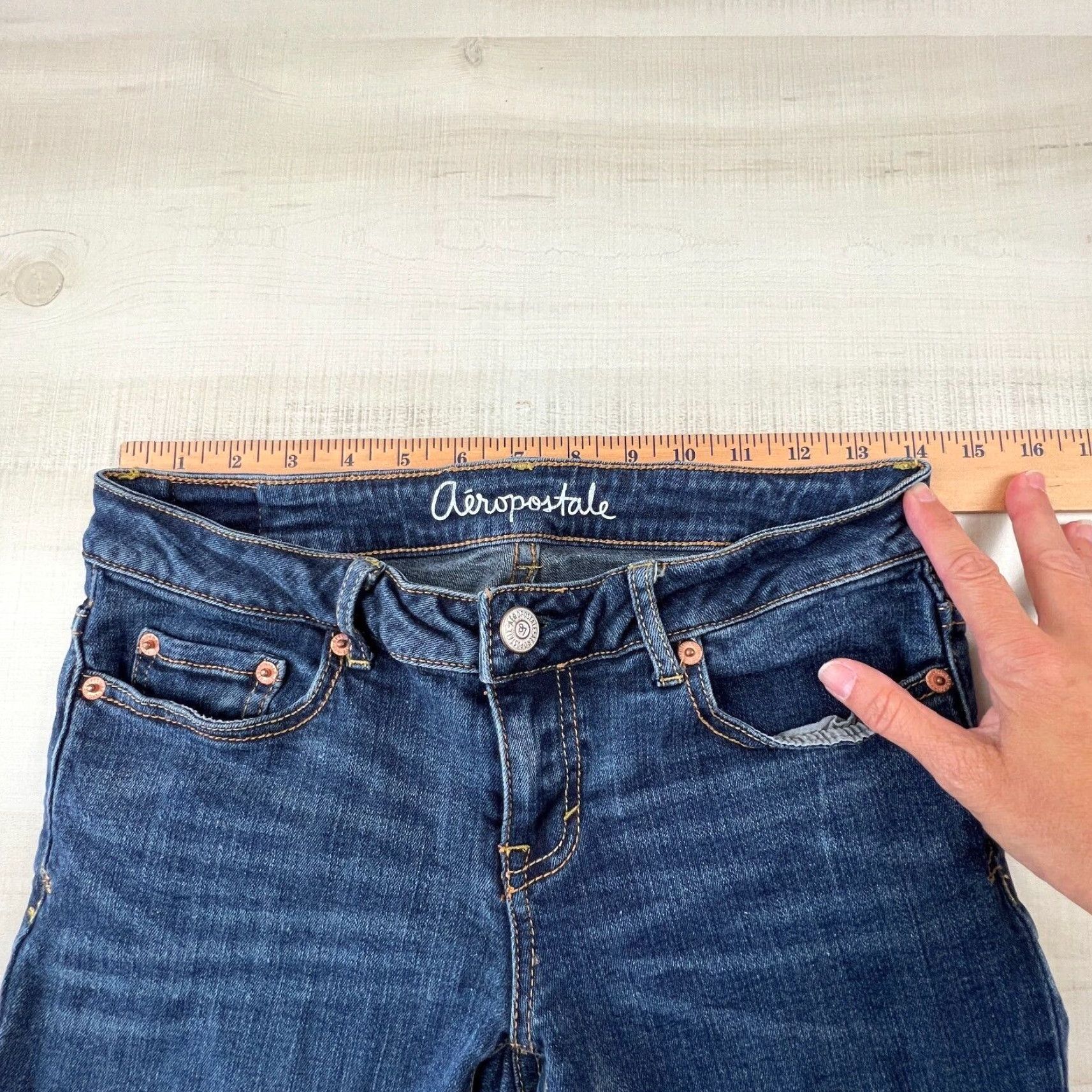 Aeropostale Aeropostale Women Low Rise Distressed Skinny Jeans Lola Jegging Medium Wash Blue Size 4 Size 27" / US 4 / IT 40 - 6 Thumbnail