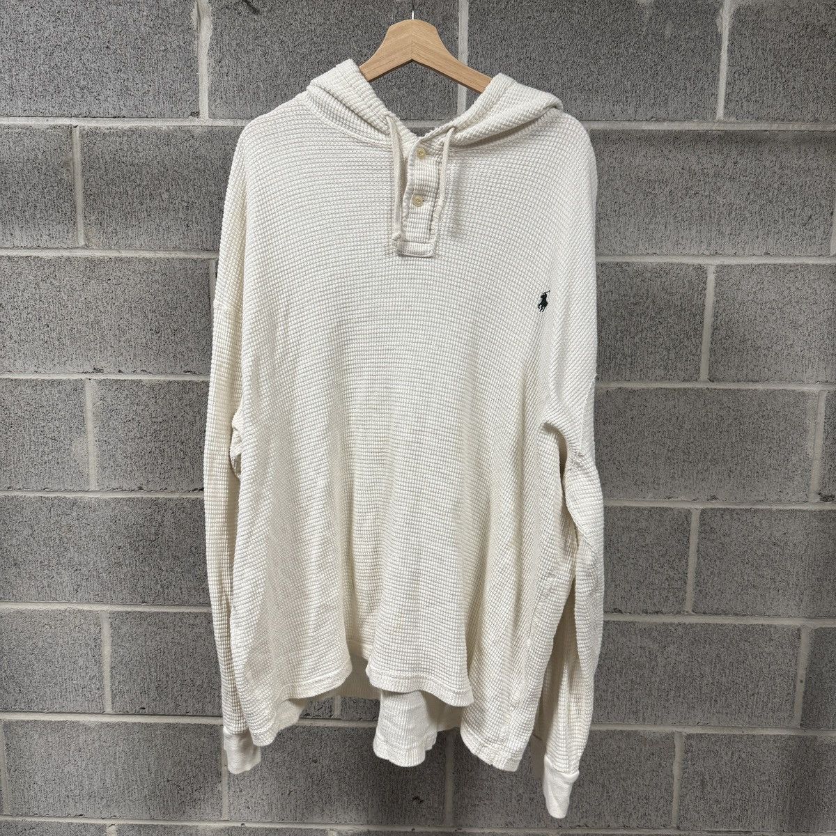 Vintage Polo Ralph Lauren Waffle Knit Hoodie White 3XLT