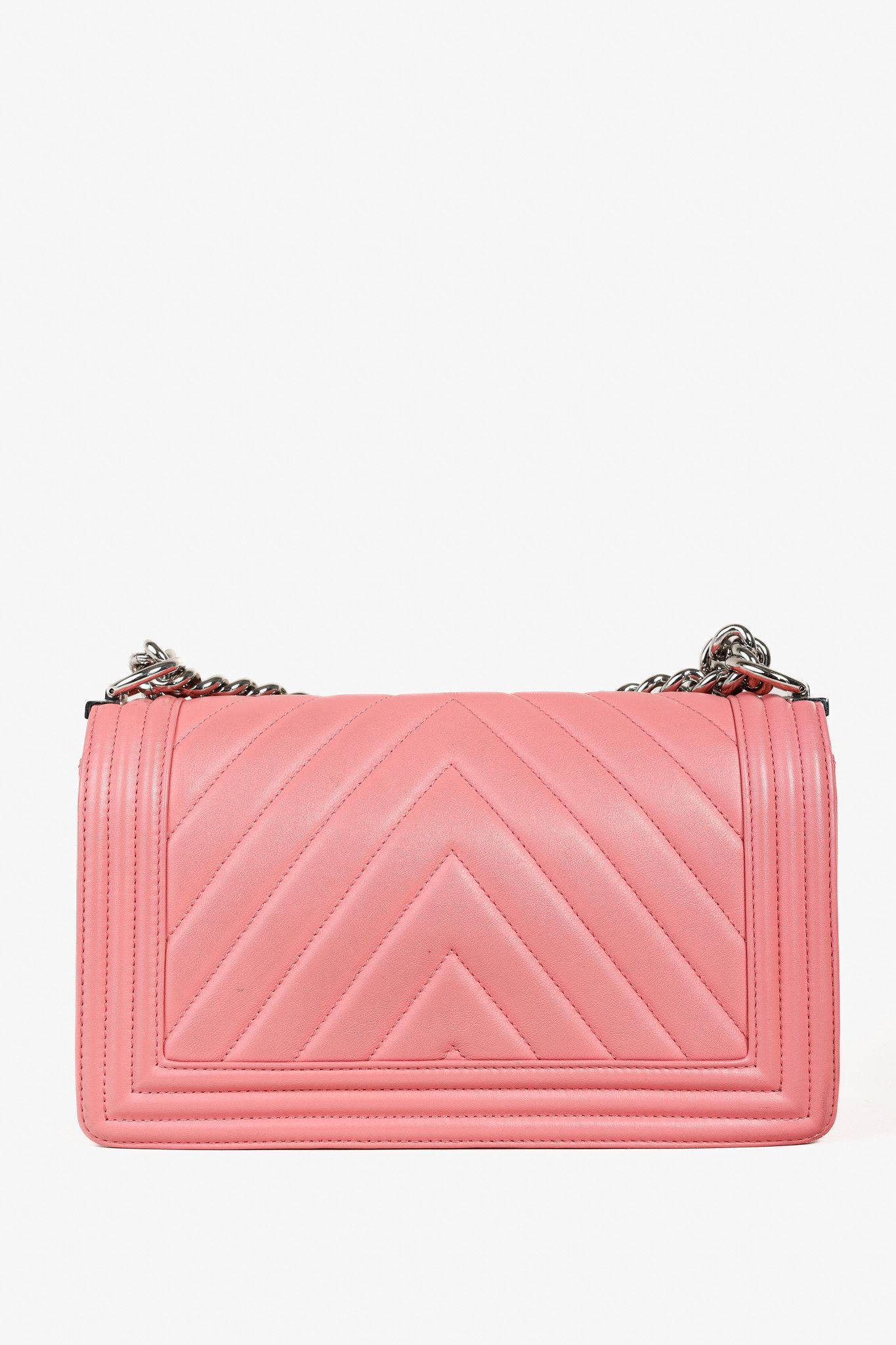 Chanel Chanel Boy Medium Pink Calfskin Chevron Flap Shoulder Bag Size ONE SIZE - 4 Thumbnail