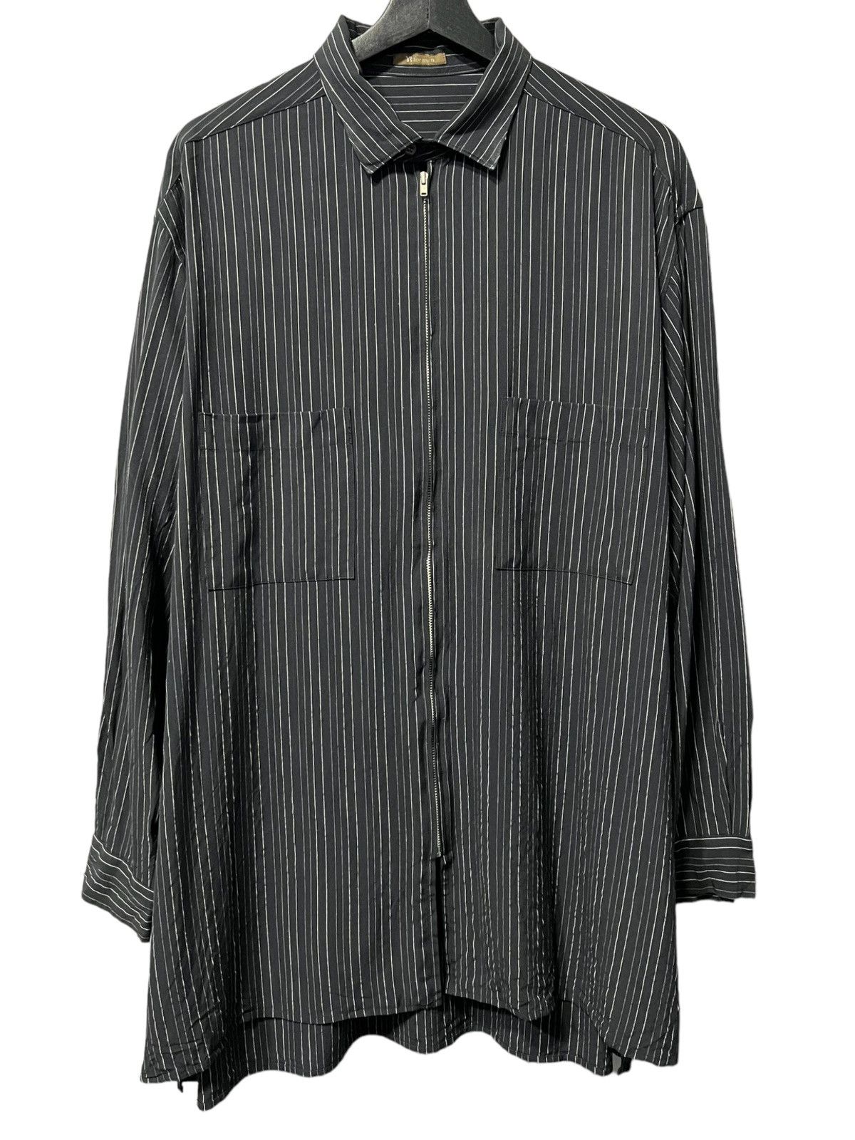 image of Yohji Yamamoto Y's For Men Black Zip Up Shirt (Size 2XL)