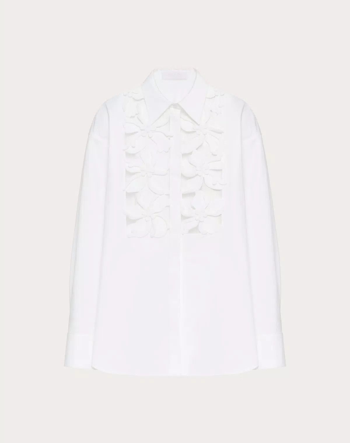 o1s1wg110625 Embroidered Compact Popeline Shirt in White