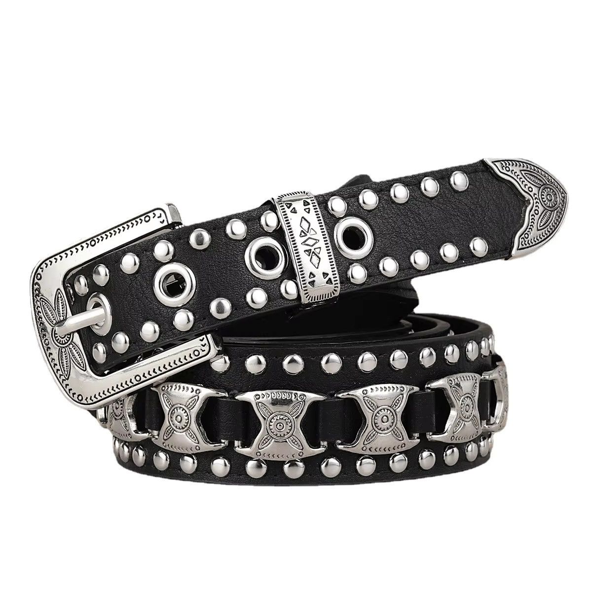 Jewelry Rivet Studded Hip Pop Decorative Belts Size ONE SIZE - 5 Thumbnail