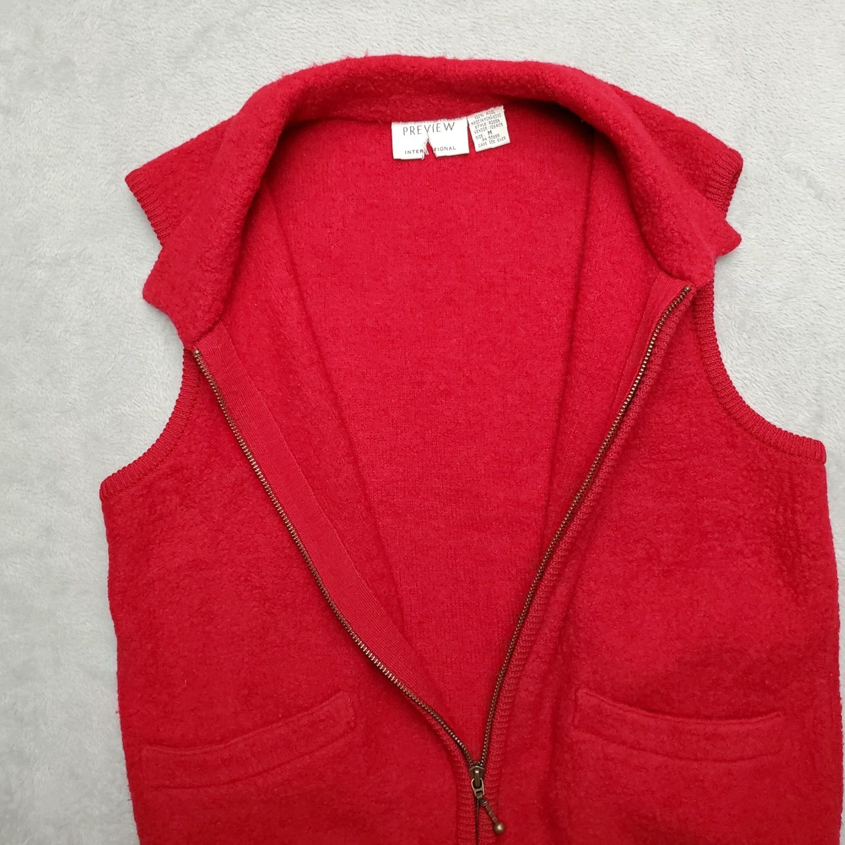 Review VINTAGE Preview International Vest Womens M Red 100% Wool Full Zip Cardigan Vest Casual Knit Solid Sleeveless Outdoor Womens Must? Size M / US 6-8 / IT 42-44 - 6 Thumbnail