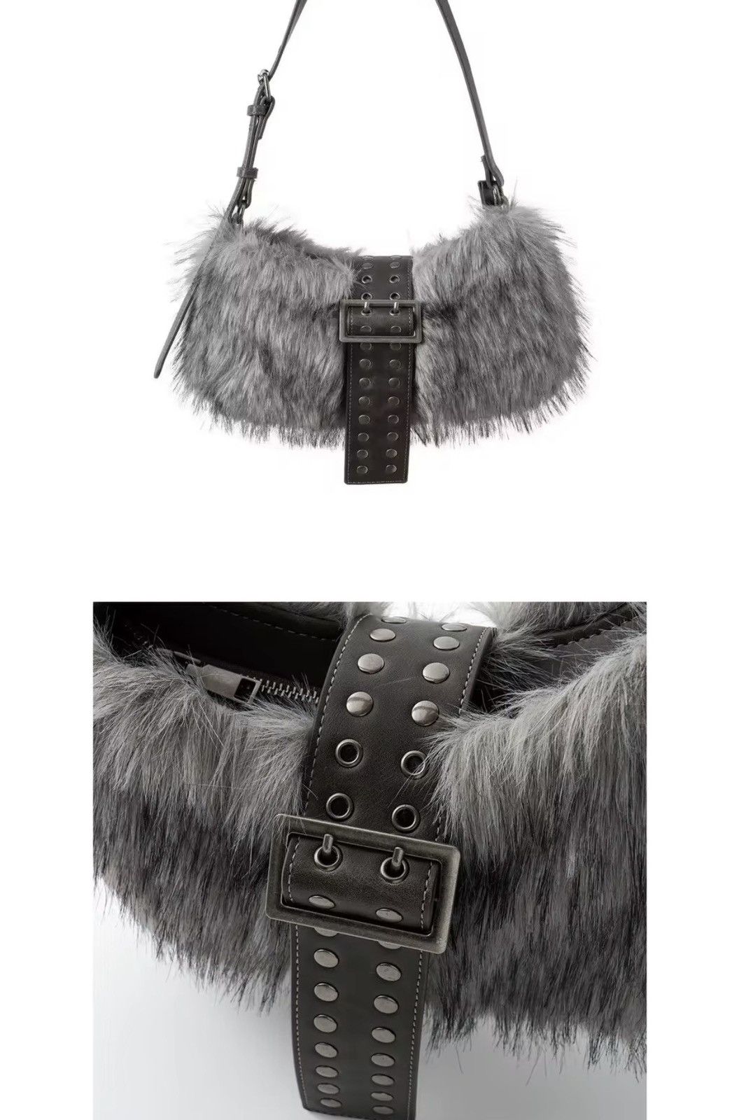 Japanese Brand Faux fur shoulder bag with buckle Size ONE SIZE - 2 Thumbnail