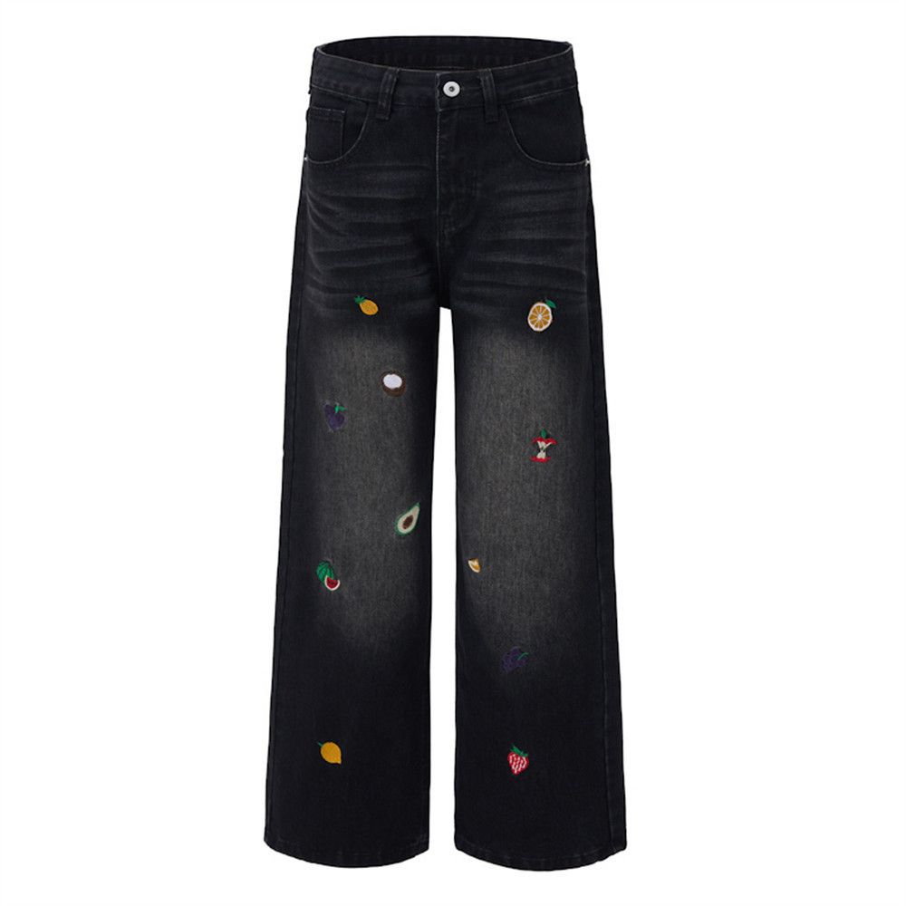 Jean Men's hip-hop distressed retro cartoon embroidered jeans Size US 32 / EU 48 - 4 Thumbnail