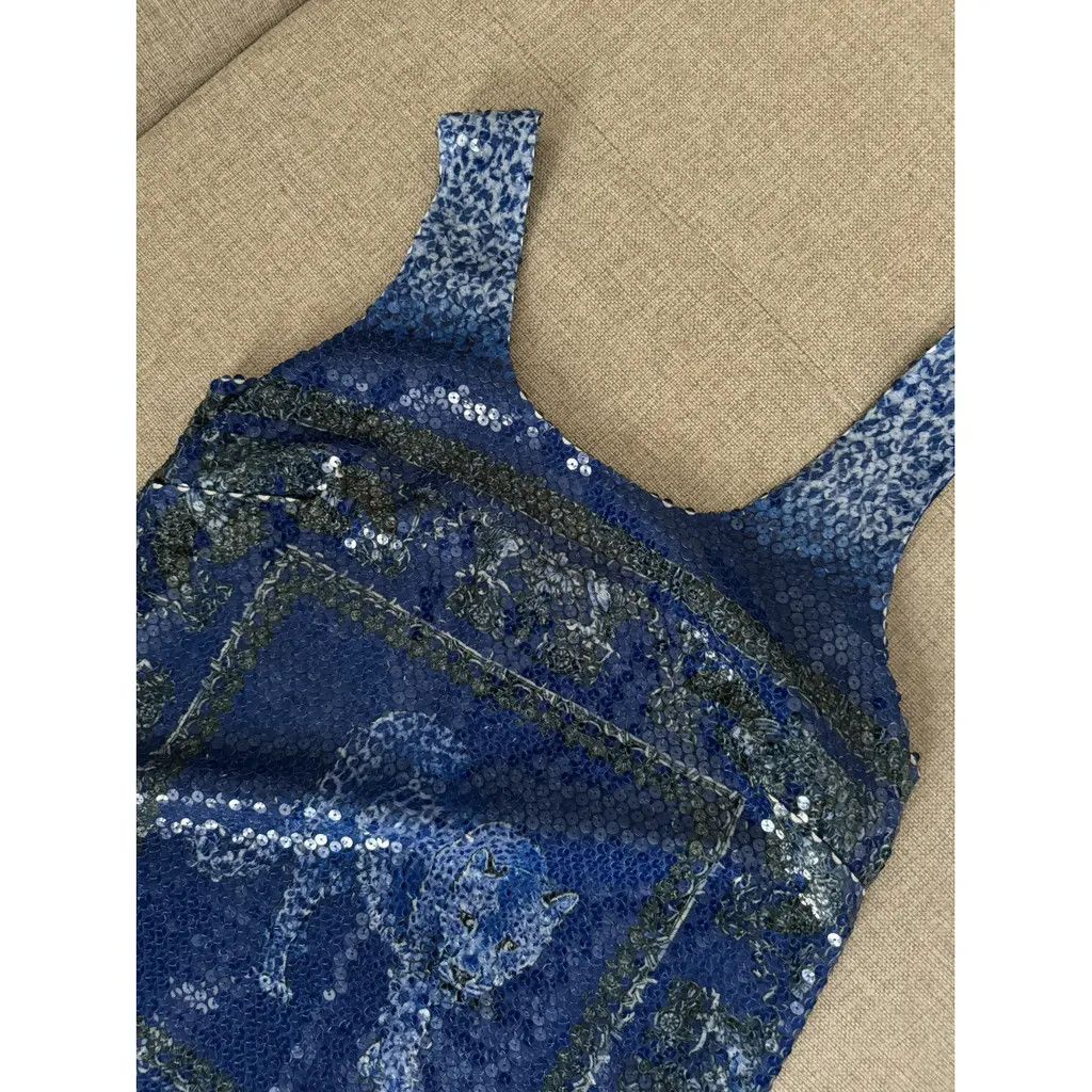 Versace Versace Blue Sequin Sleeveless Mini Dress Size Medium Size M / US 6-8 / IT 42-44 - 3 Thumbnail