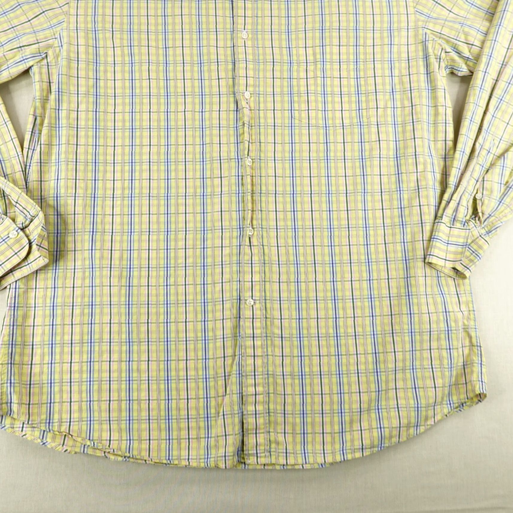Paul & Shark VINTAGE Paul & Shark Button-Up Shirt Mens XLT Tall Yellow Blue Plaid Long Sleeve Casual Designer Italian Size US XL / EU 56 / 4 - 4 Thumbnail