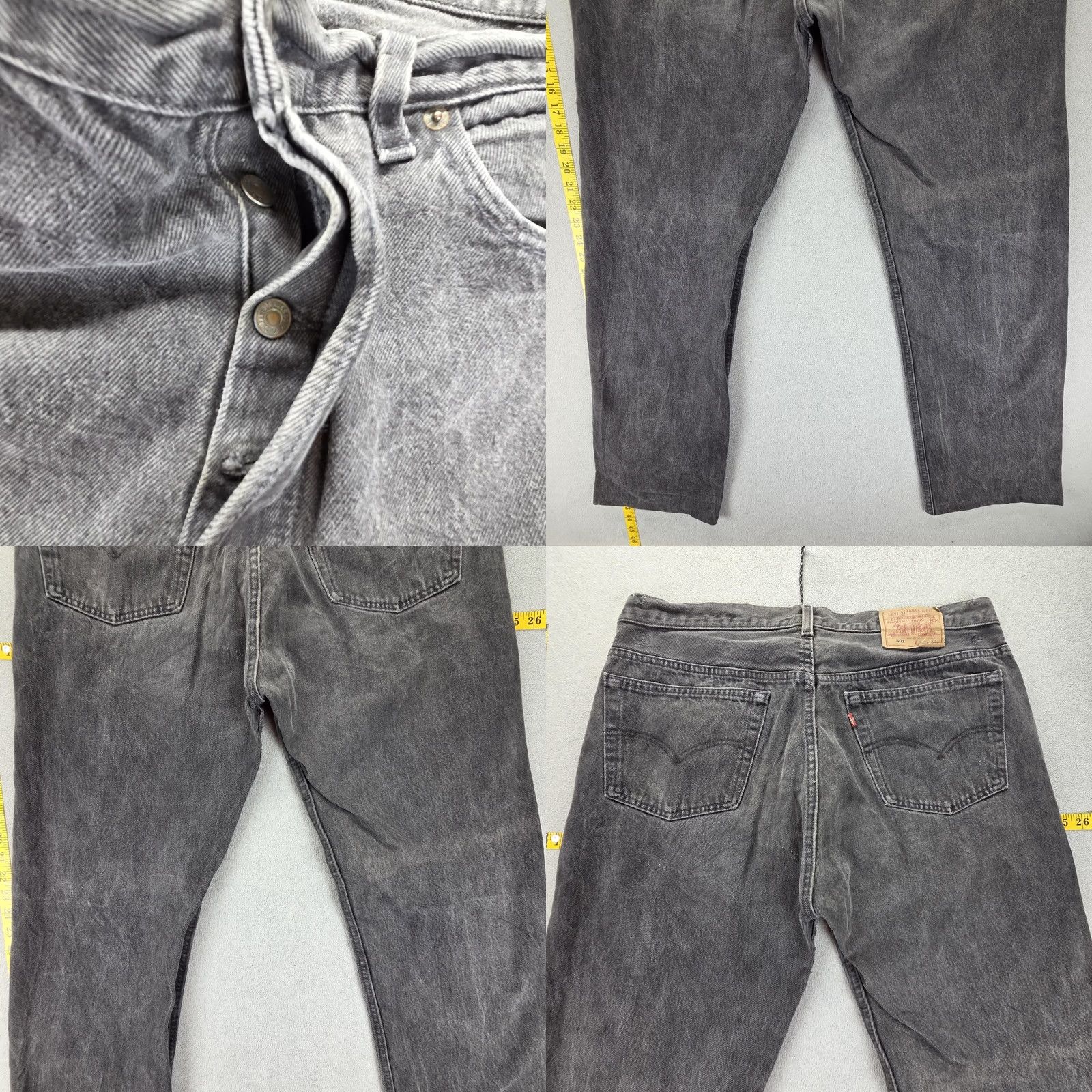 Levi's VINTAGE Levi's 501 Jeans Mens Black Regular Straight 36x31 Denim Charcoal Wash Distressed Pockets Logo USA USA Mens 501 Straight Jeans Black 36x31 Size US 36 / EU 52 - 9 Thumbnail
