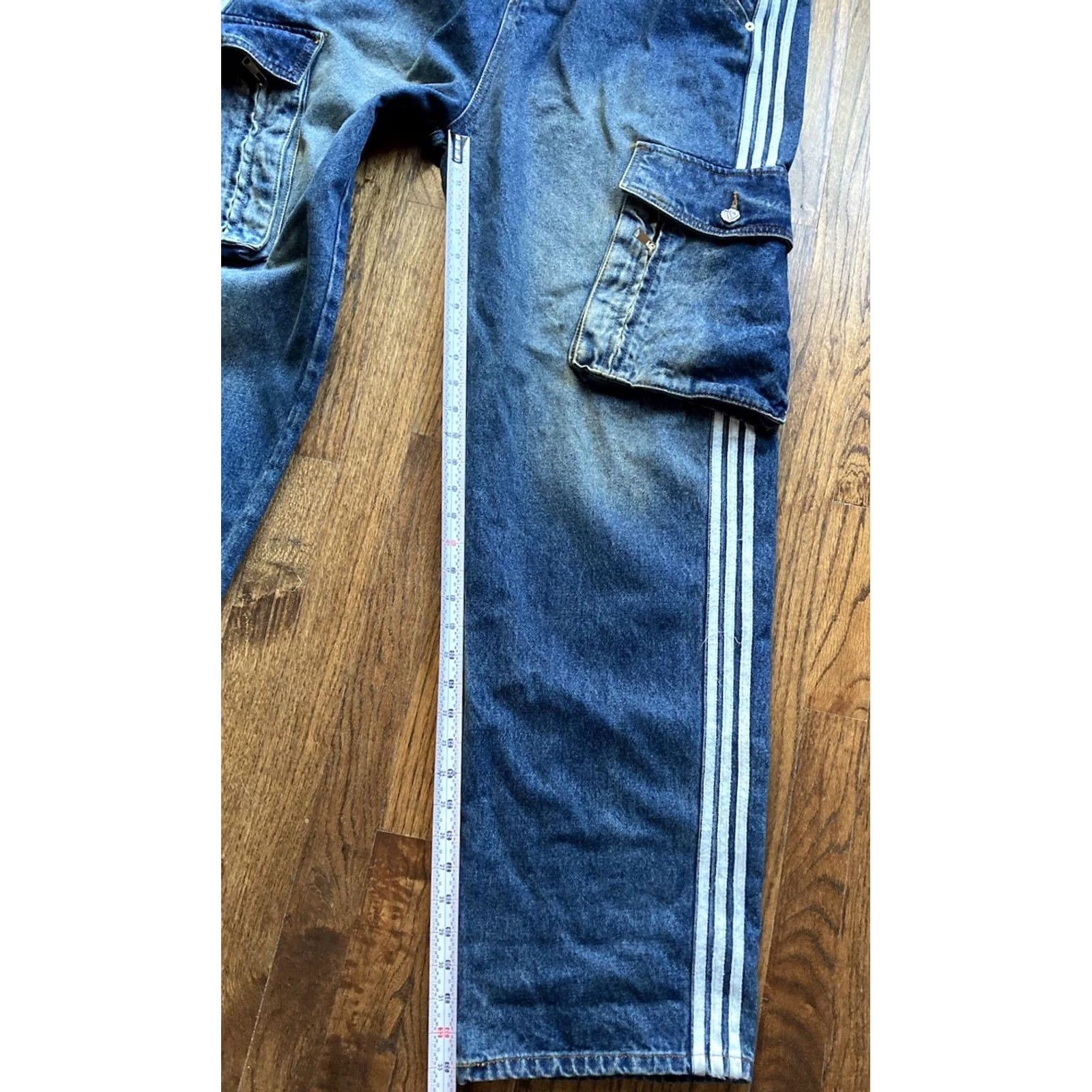 Denime Vale Forever Jeans Mens 38 Baggy Y2K Cargo Stacked Racer Blue Denim Hip Hop Mens Wide-Leg 34 Inseam Color Blue Size 38 Hip Hop Size US 38 / EU 54 - 7 Thumbnail