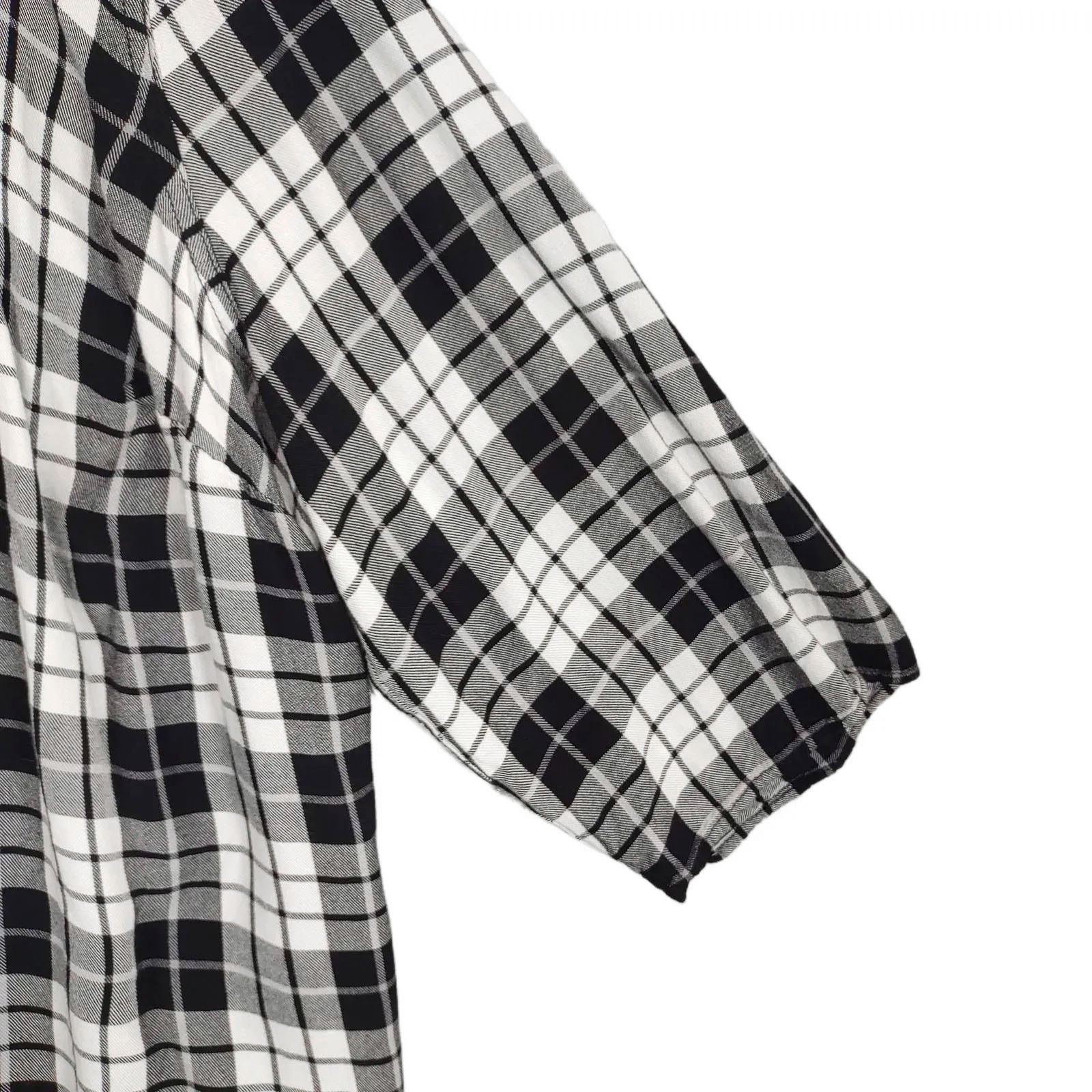 Other Catherines Women's 1X Black White Flannel Check Tunic Top Size XL / US 12-14 / IT 48-50 - 6 Thumbnail