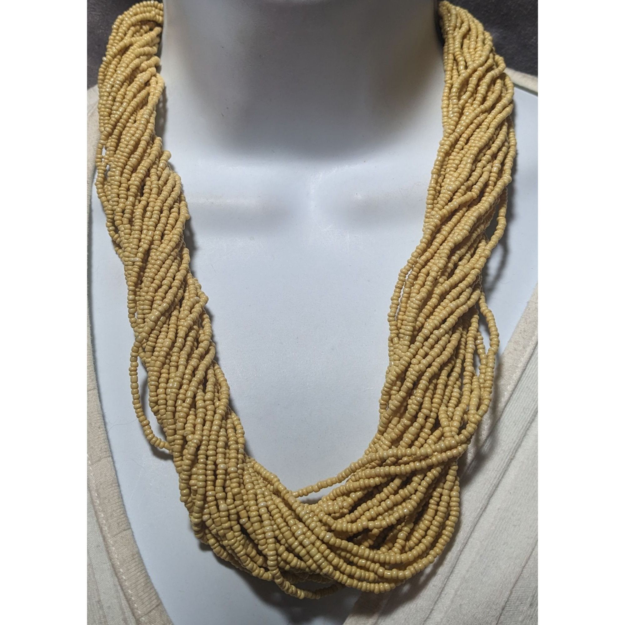 Other Retro Champagne Beaded Glass Torsade Necklace Size ONE SIZE - 4 Thumbnail