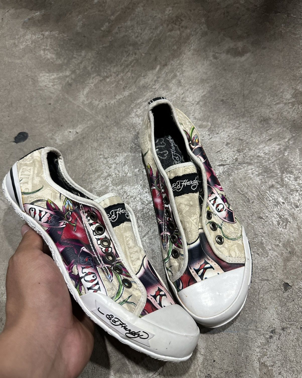 Ed Hardy Ed Hardy “Love Kills Slowly” Lowrise Slip-On Sneakers Size US 7 / IT 37 - 2 Thumbnail
