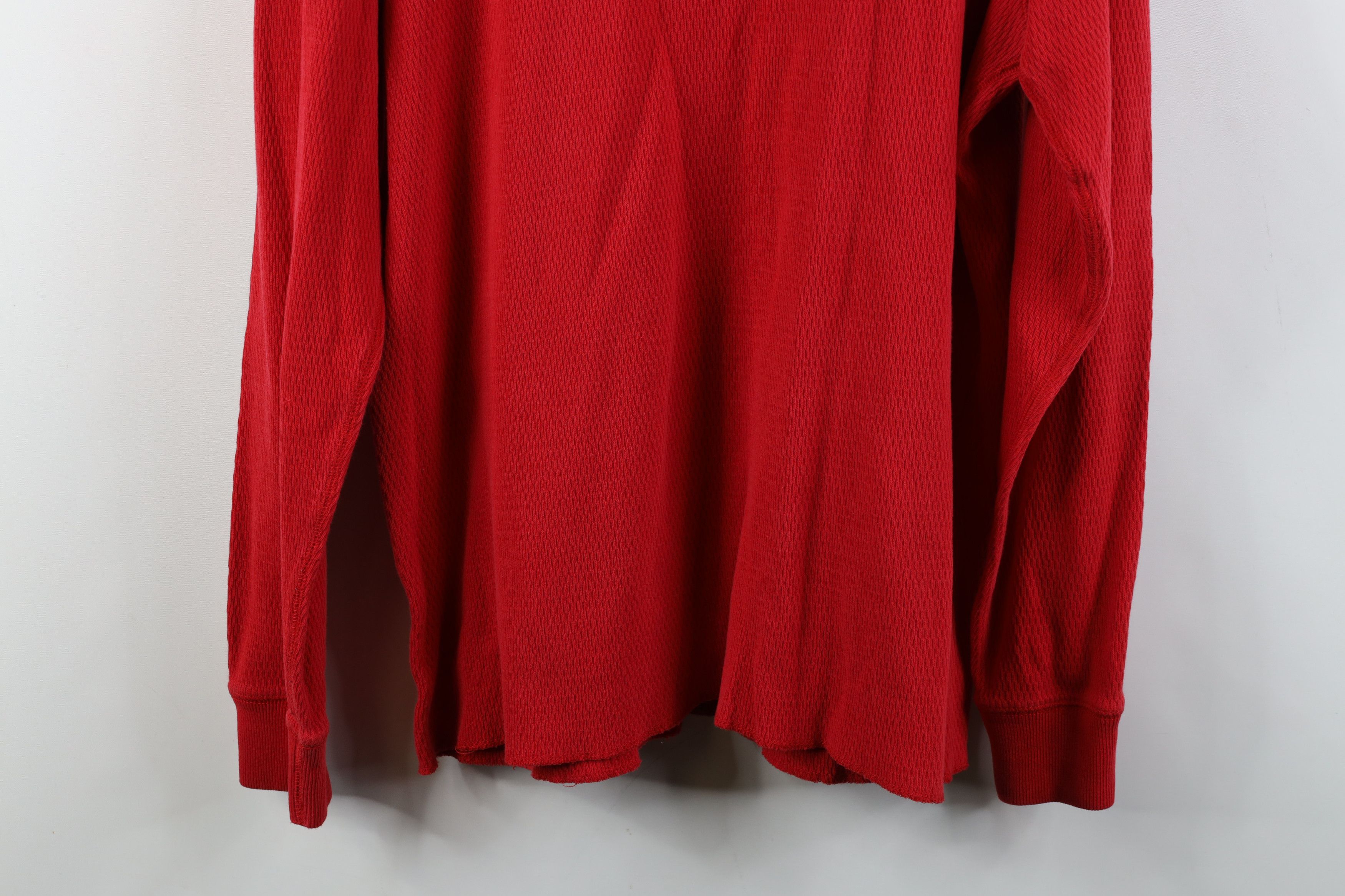 Ralph Lauren Vtg 90s Ralph Lauren Waffle Knit Long Sleeve T-Shirt Red USA Size US L / EU 52-54 / 3 - 13 Thumbnail