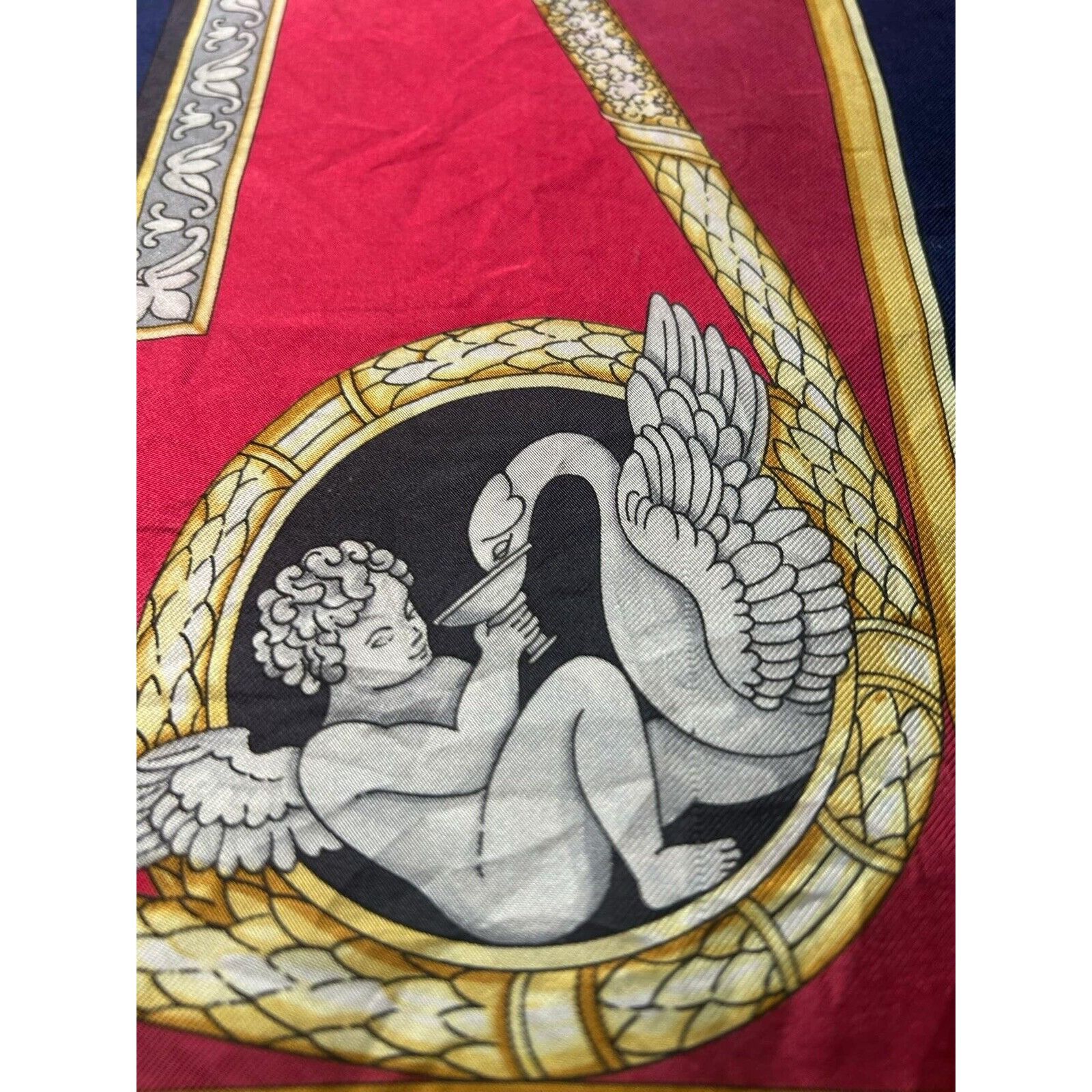 Pierre Balmain PIERRE BALMAIN Red & Blue Godess & Angels Print Silk Scarf Size ONE SIZE - 6 Thumbnail