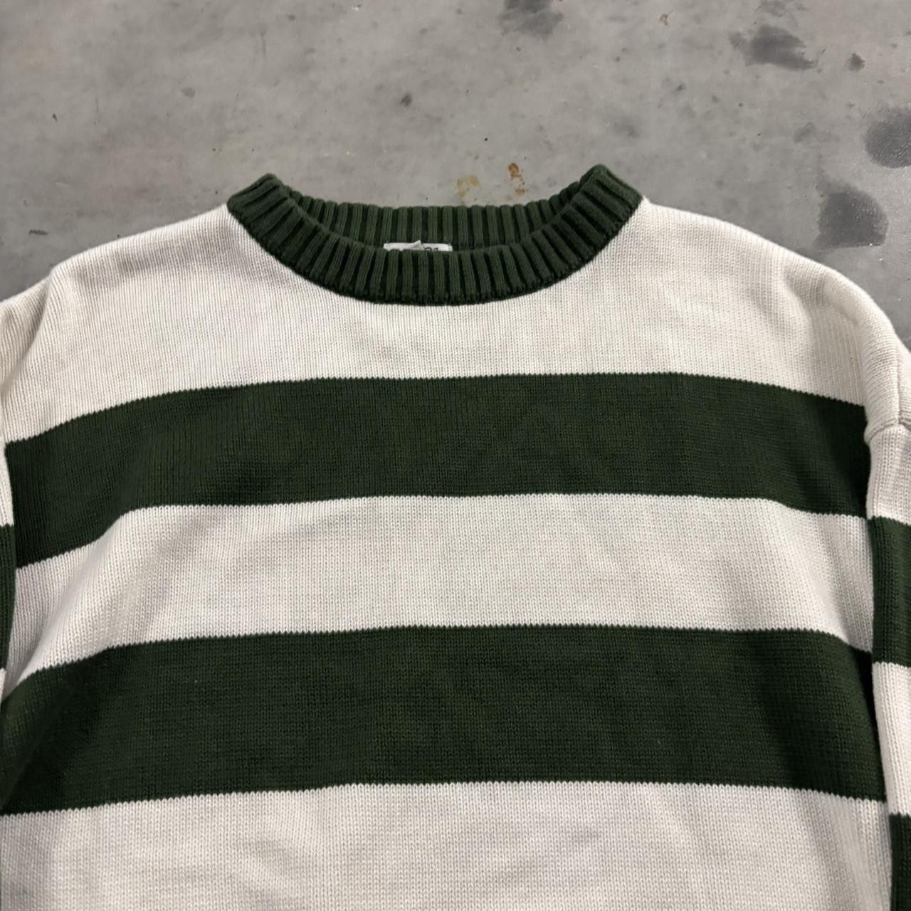 Vintage Crazy Vintage Y2K/2000s White & Green Striped Streetwear Sweater! Fits L Size US L / EU 52-54 / 3 - 2 Thumbnail