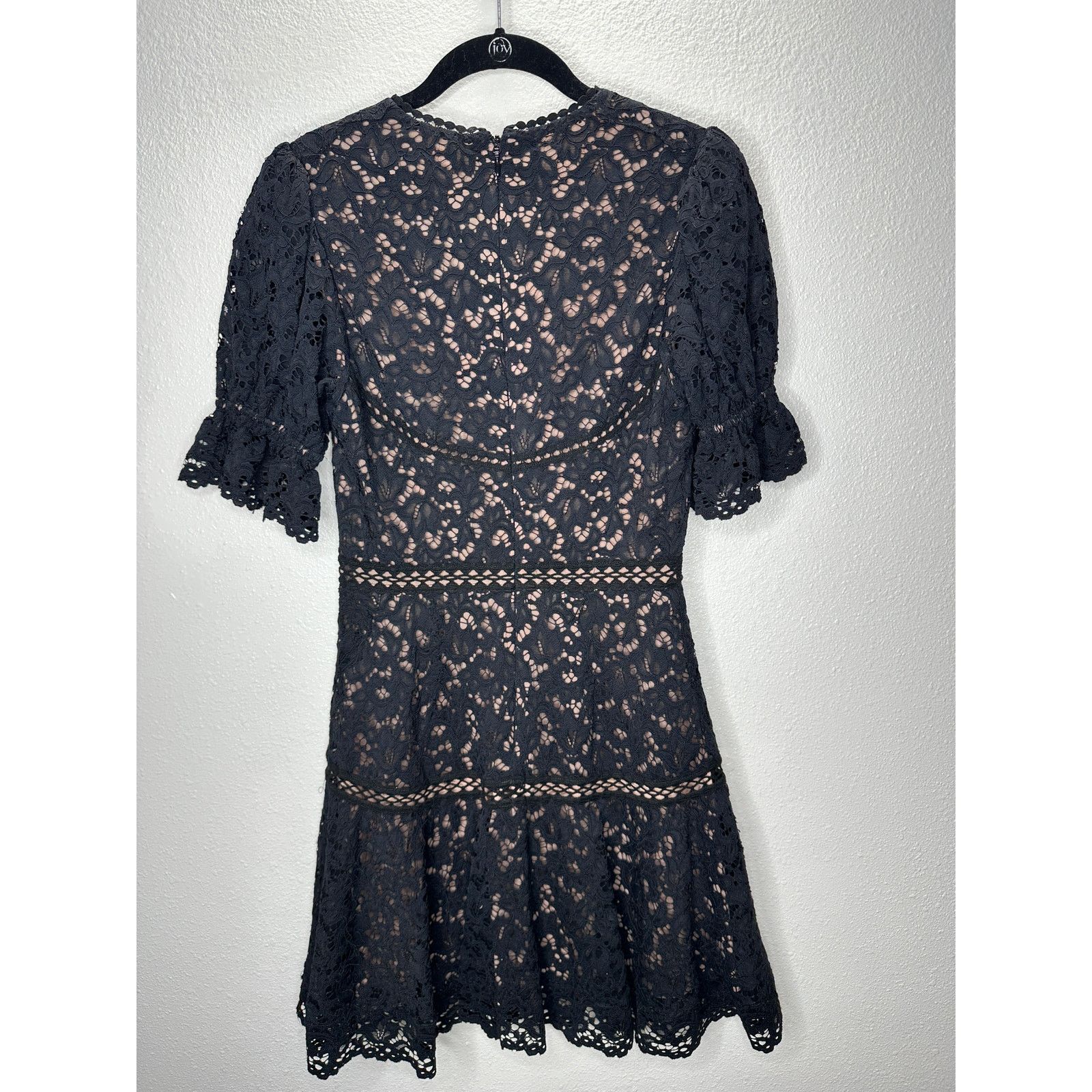 Jonathan Simkhai Jonathan Simkhai Black Eyelet Nude Lining Puff Sleeve Mini 4 Size S / US 4 / IT 40 - 9 Thumbnail