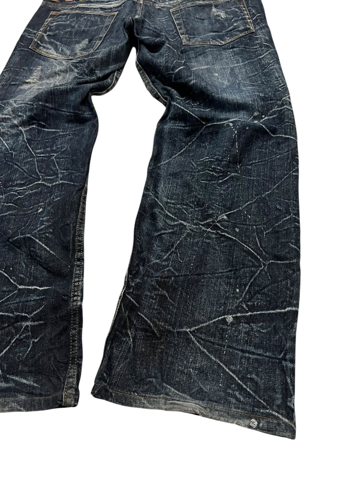 Japanese Brand 💥Double Waist💥Nylaus Clothing Distressed Clawmark Jean Size US 31 - 13 Thumbnail