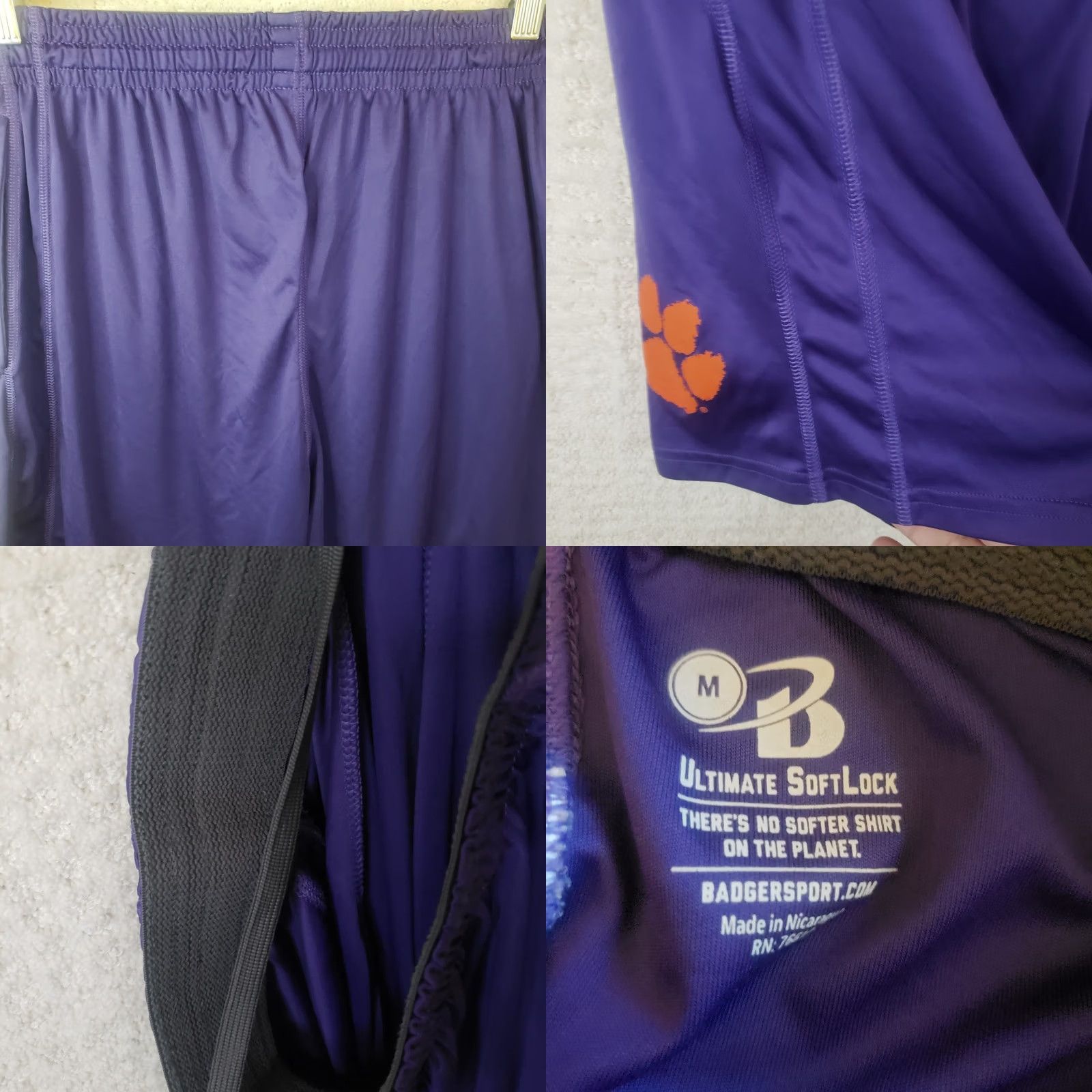 Vintage Clemson Tigers Basketball Shorts B Ultimate Softloc Men’s M Medium Purple Orange Short Solid Drawstring Athletic Sports Mens Size US 31 - 8 Thumbnail
