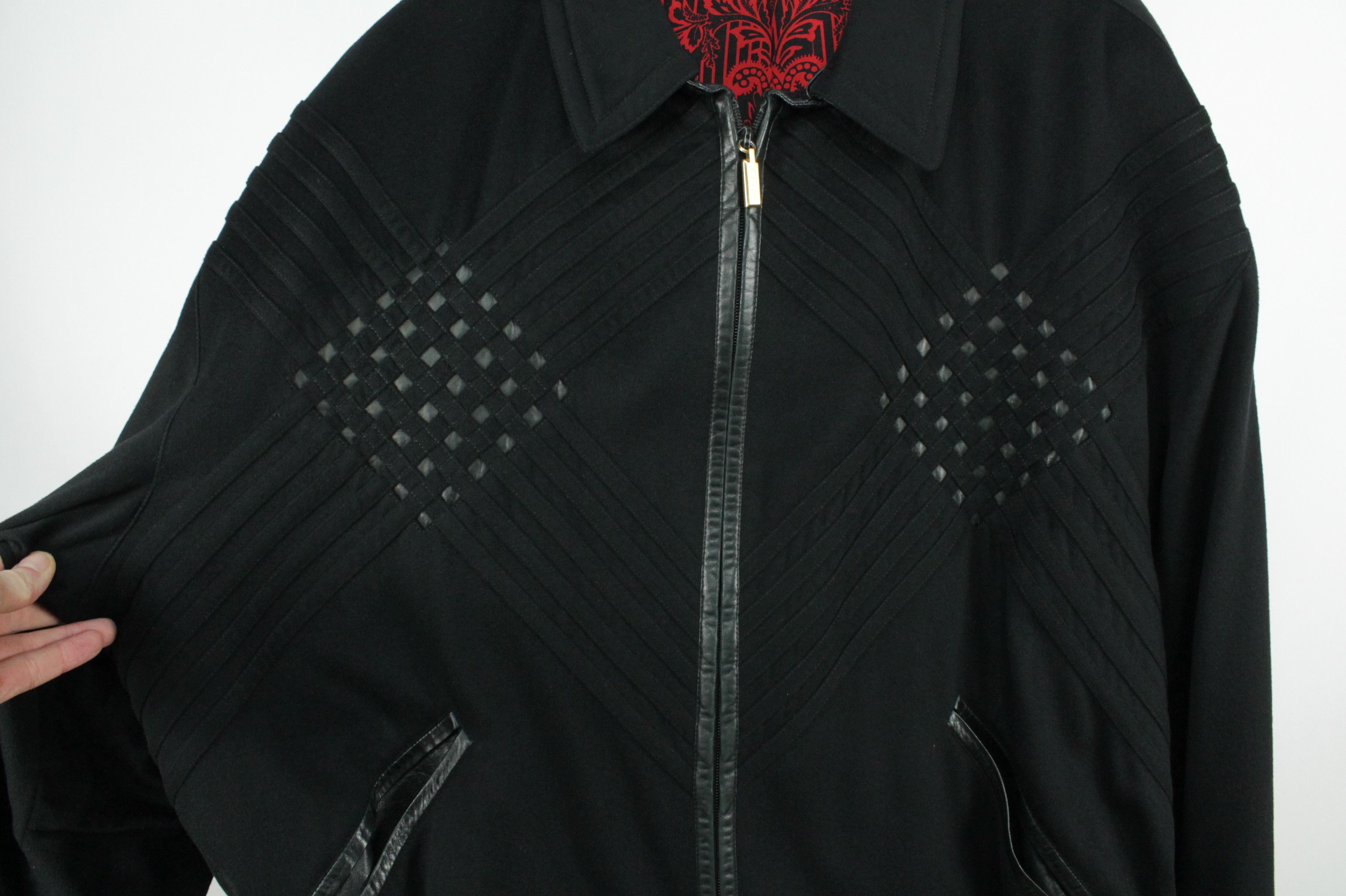 Zilli ZILLI Black Cashmere Leather Bomber Jacket Men's Size US XXL / EU 58 / 5 - 5 Thumbnail