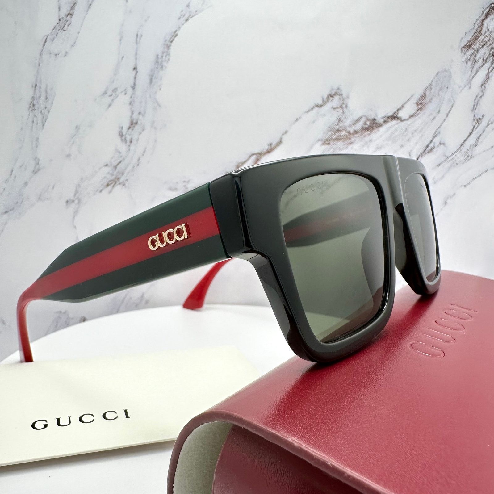 Gucci New GUCCI Sunglasses Black Classic Web Arm Authentic 2025 Size ONE SIZE - 24 Thumbnail