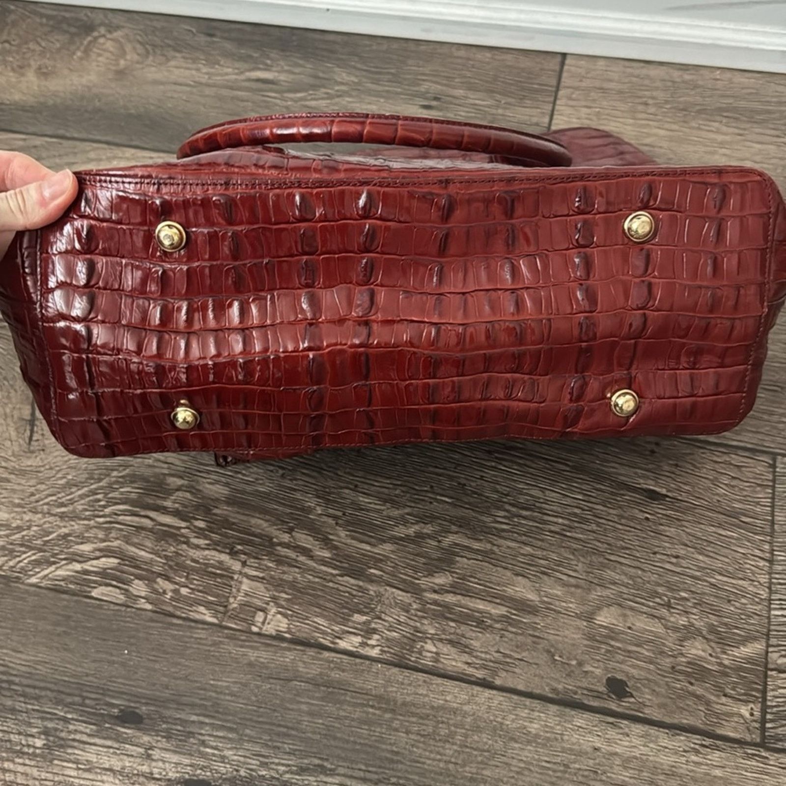 BRAHMIN Brahmin Large Red Leather Croc-Embossed Women's Bag Size ONE SIZE - 4 Thumbnail