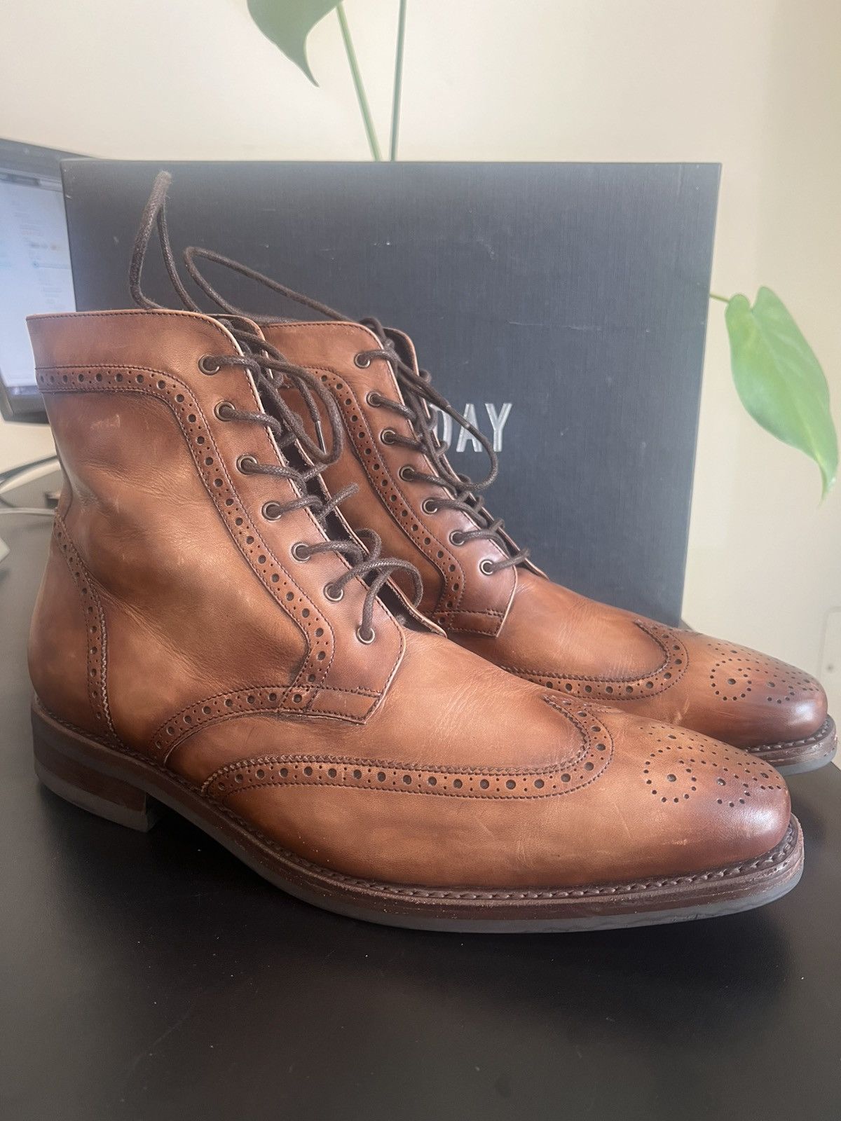 Thursday Boot Company Thursday Boot Co Wingtip Brogue Dress Boots Brown Color 77 Size US 11 / EU 44 - 1 Thumbnail
