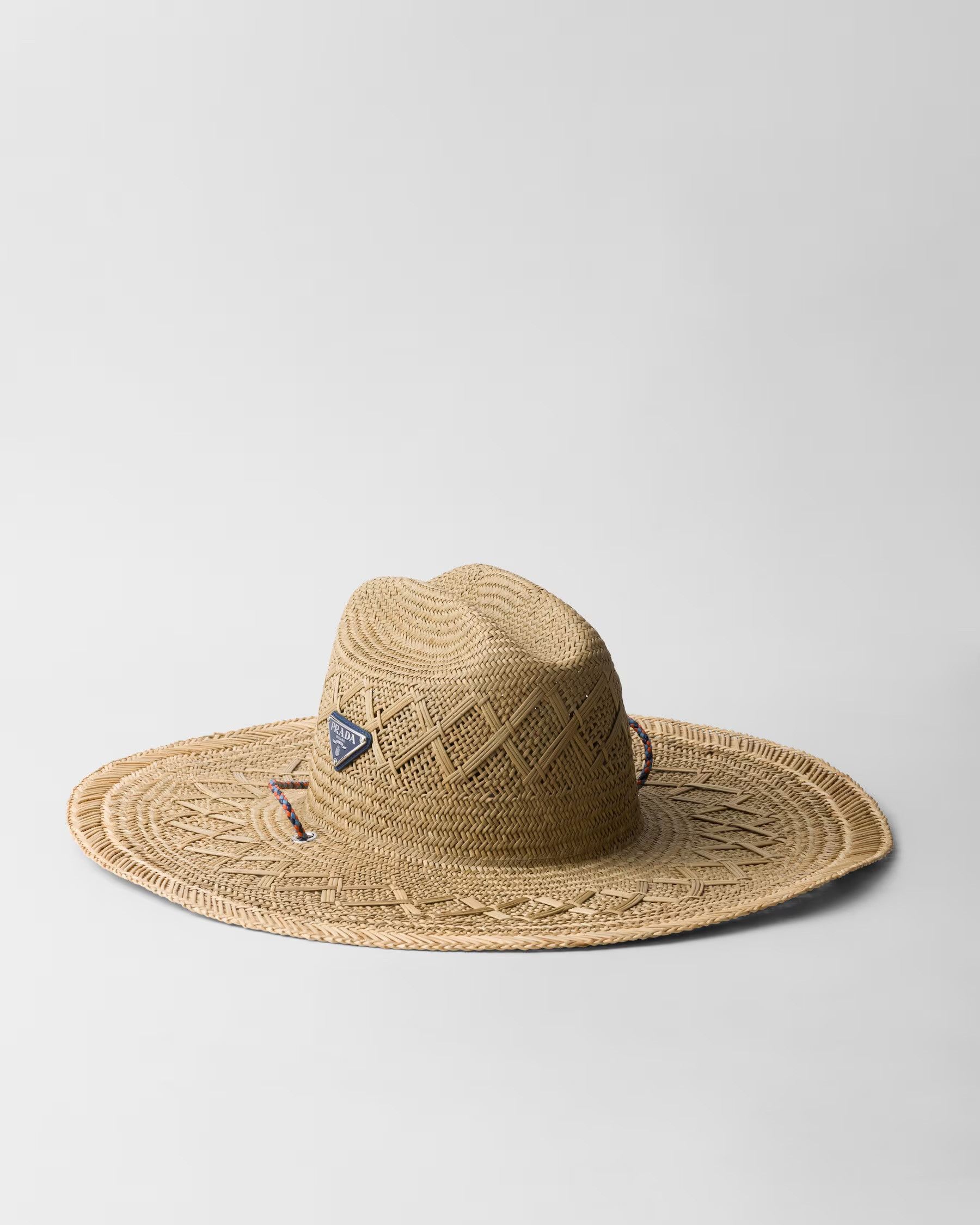 Prada Prada Triangle Logo Straw Woven Hat Size ONE SIZE - 8 Thumbnail