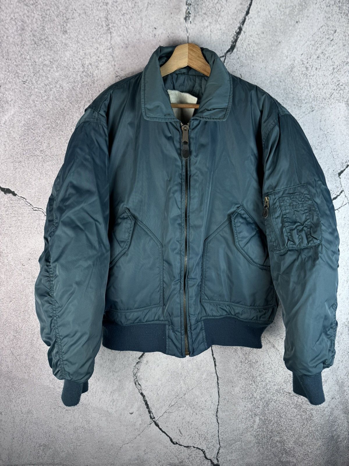 image of Avant Garde x Bomber Jacket Vintage 90's Ma-1 Military Bomber Jacket in Blue, Men's (Size XL)