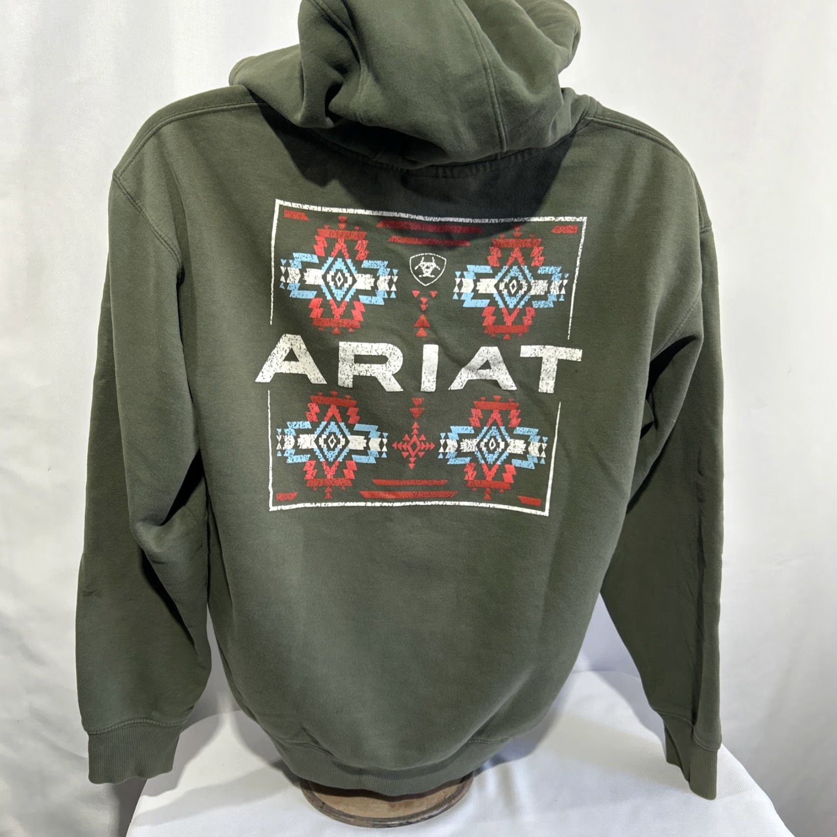 Ariat Ariat Hoodie Med Green Pullover Sweatshirt Logo Aztec Tribal Graphic Mens Green Hoodie Pullover Graphic Print USA 90s Size US M / EU 48-50 / 2 - 3 Thumbnail