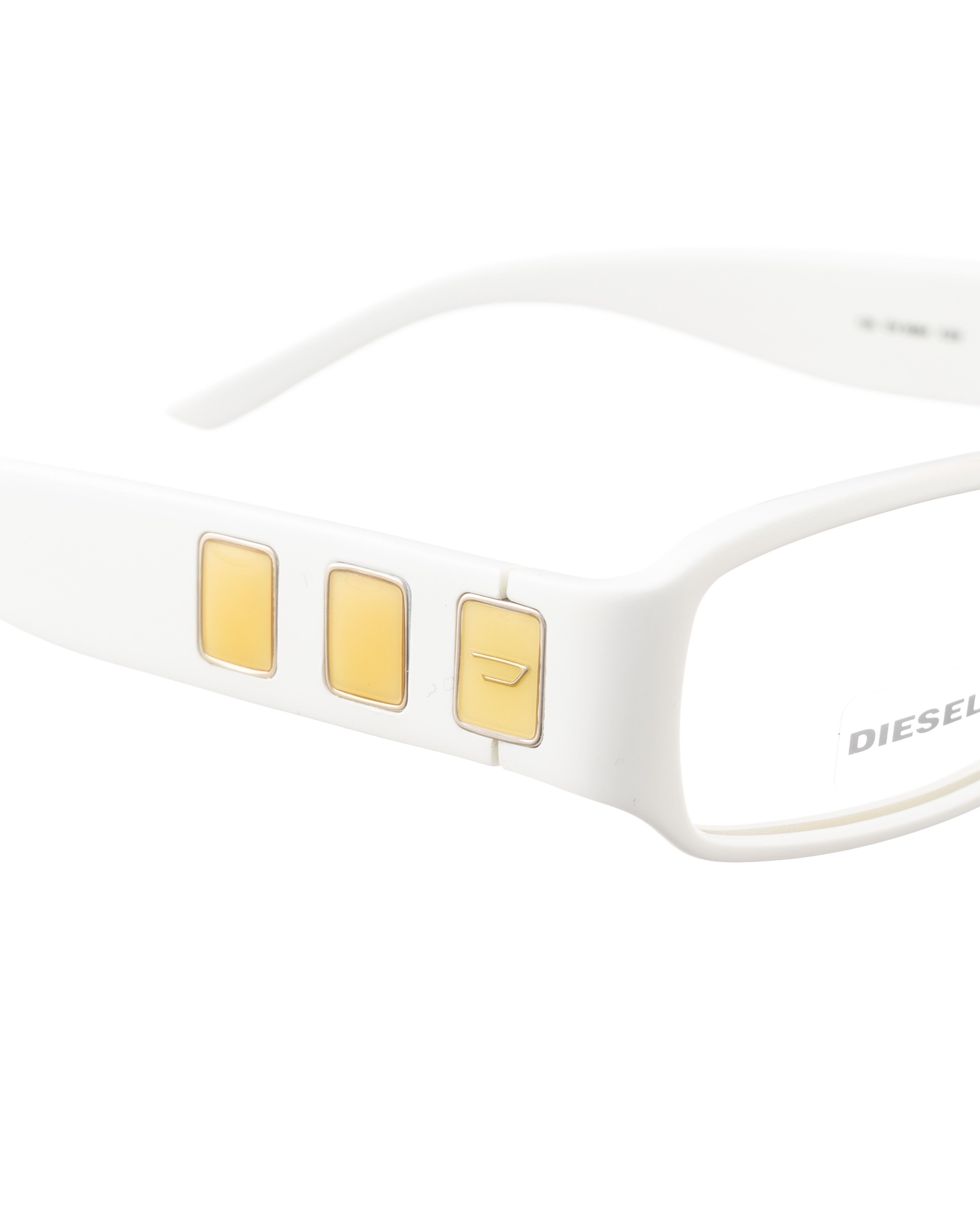 Diesel Diesel 00s White Bold Plastic Glasses with Yellow Details Size ONE SIZE - 1 Thumbnail
