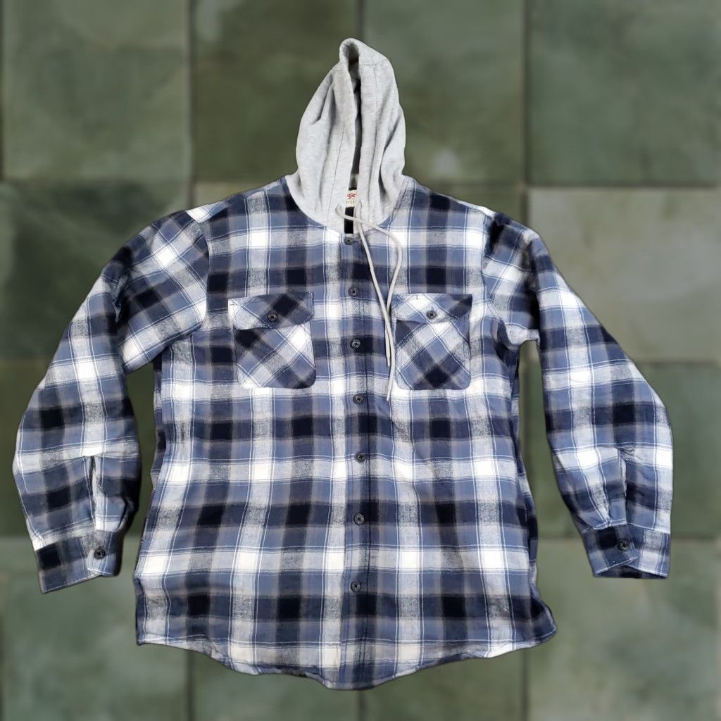 Wrangler Wrangler Jacket Mens Large Blue Plaid Hooded Quilted Lined Flannel Button Front Size US L / EU 52-54 / 3 - 1 Thumbnail