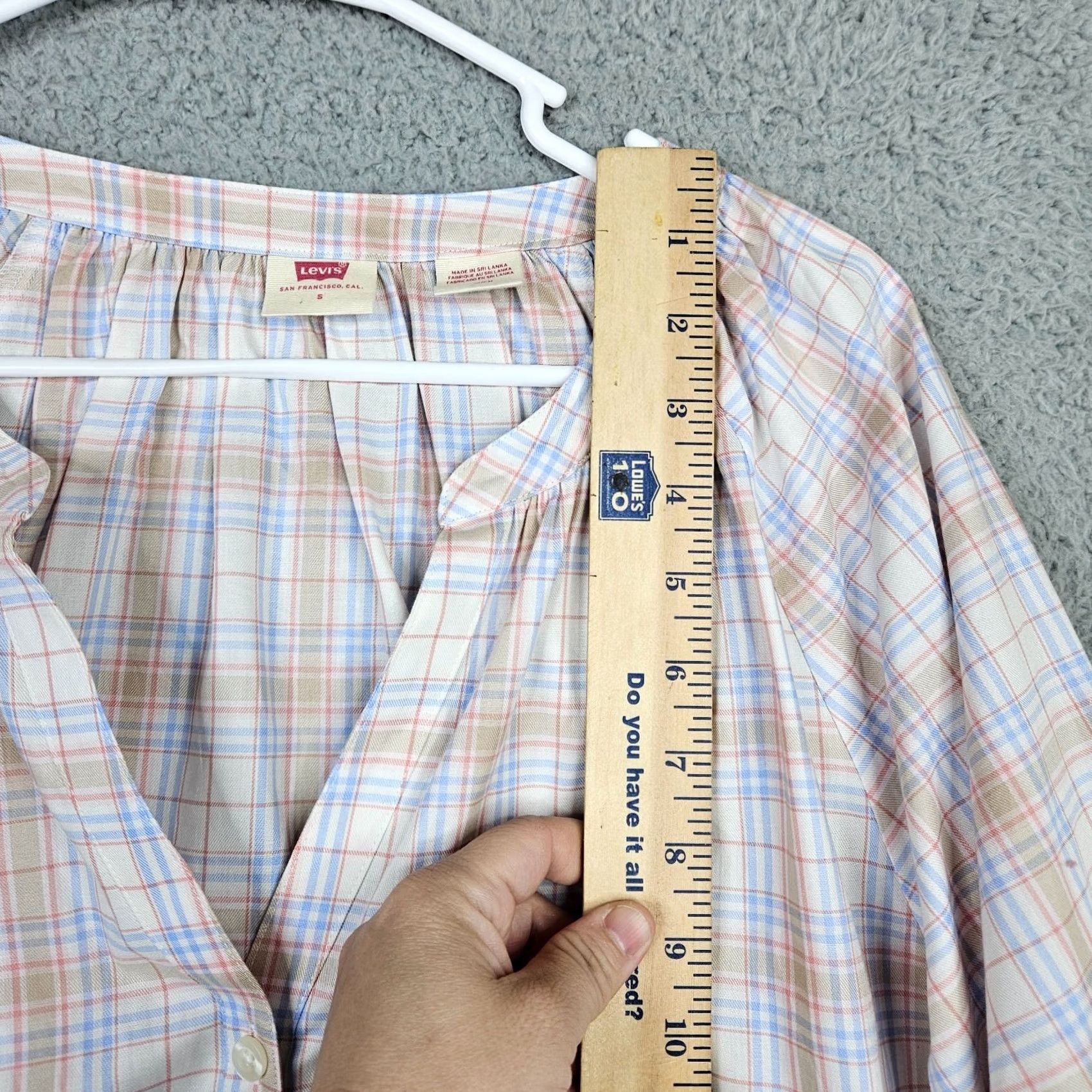 Levi's Levi's Chalk Pink Plaid V-Neck 3/4 Sleeve Button-Up Shirt S Womens Shirt Vintage No Size S / US 4 / IT 40 - 7 Thumbnail